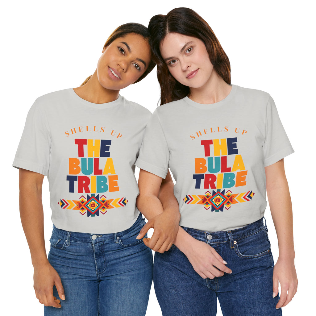 Shells Up The Bula Tribe Tee | Tropical Island Text Graphic