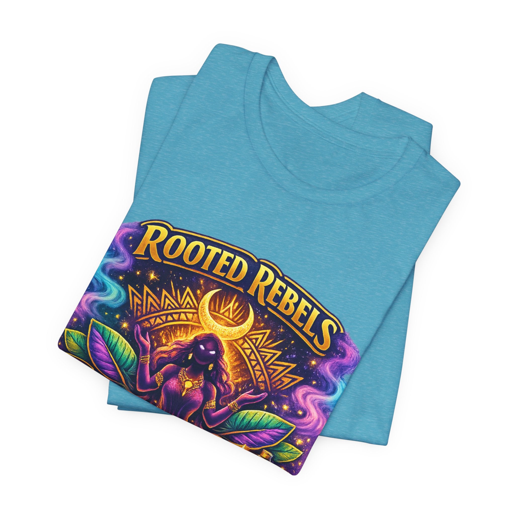 Rooted Rebels Goddess T-Shirt — Vibrant Spiritual Nature Tee