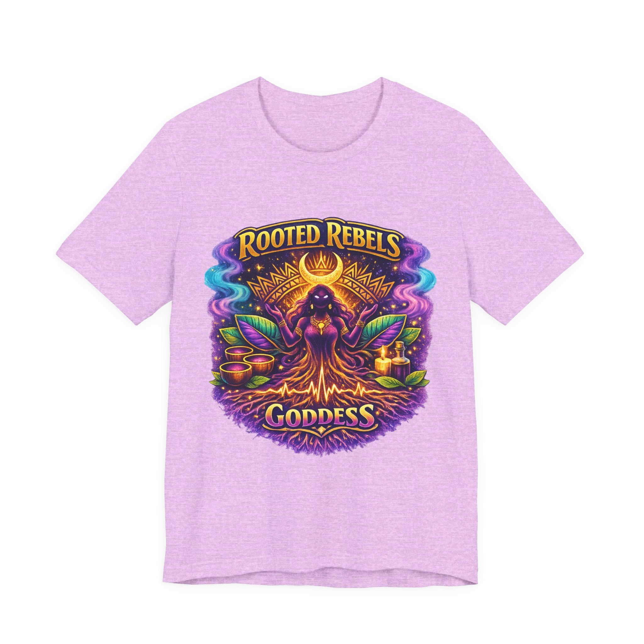 Rooted Rebels Goddess T-Shirt — Vibrant Spiritual Nature Tee