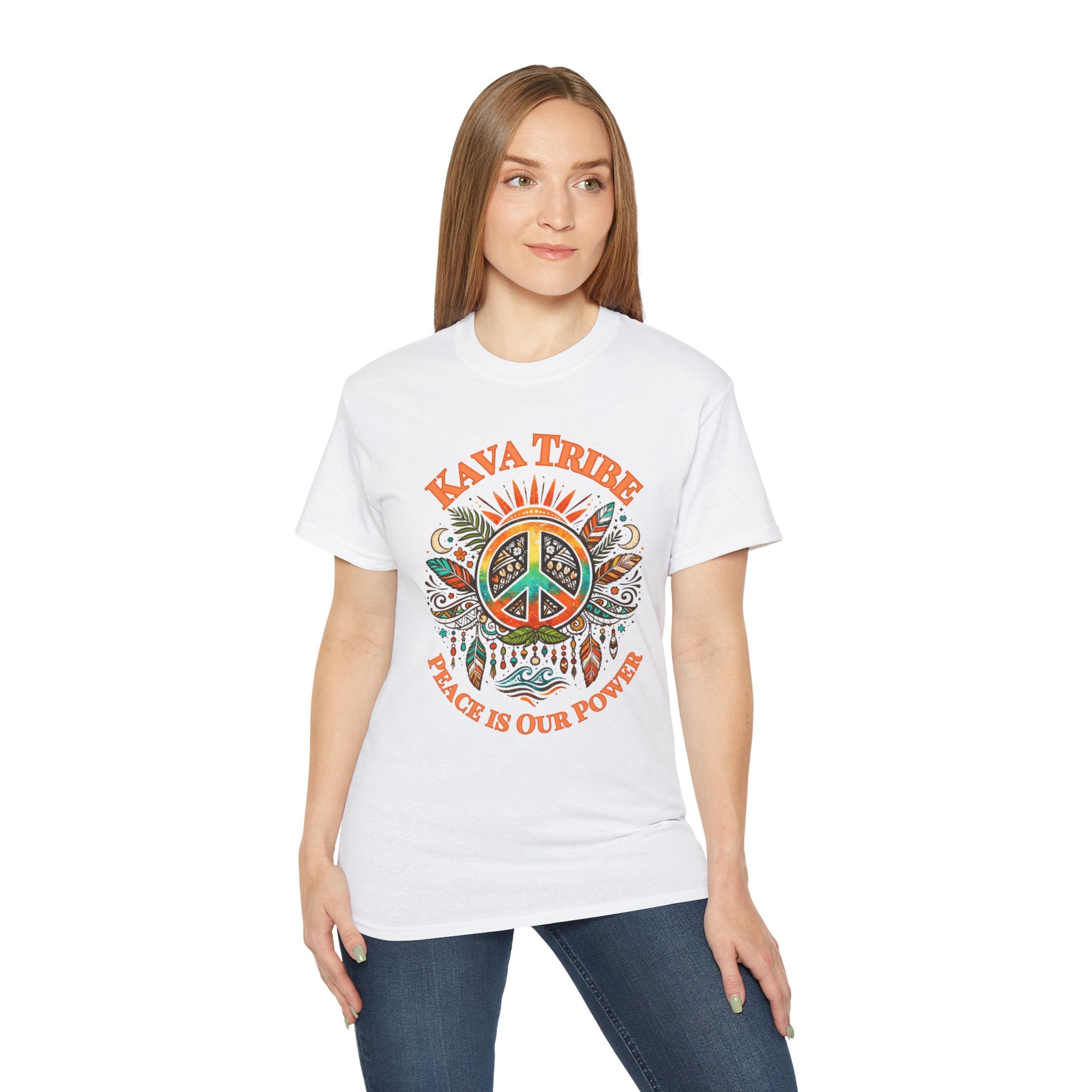 Peace Tribe Graphic Tee — "Kava Tribe: Peace Is Our Power" Retro Peace Sign T-Shirt