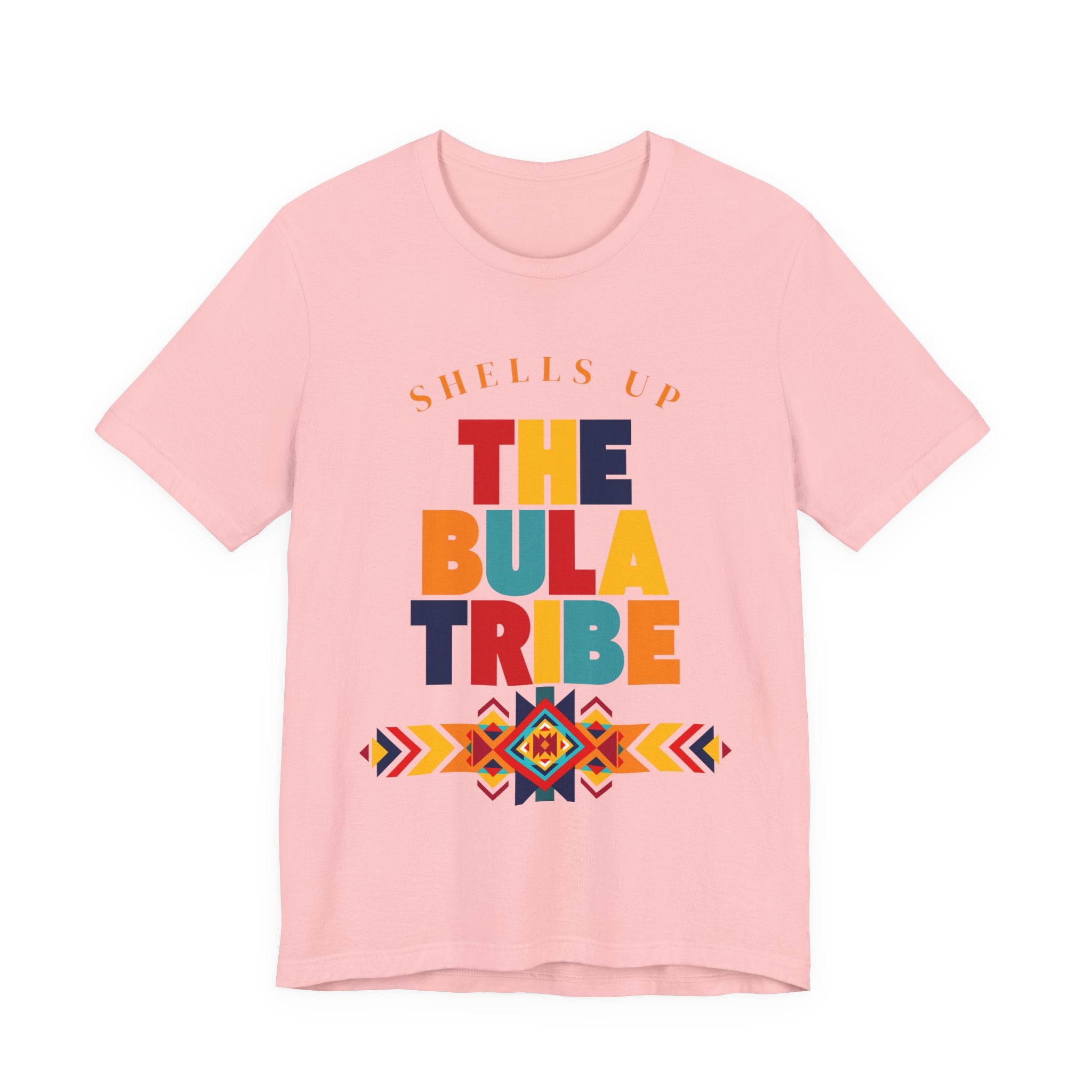 Shells Up The Bula Tribe Tee | Tropical Island Text Graphic