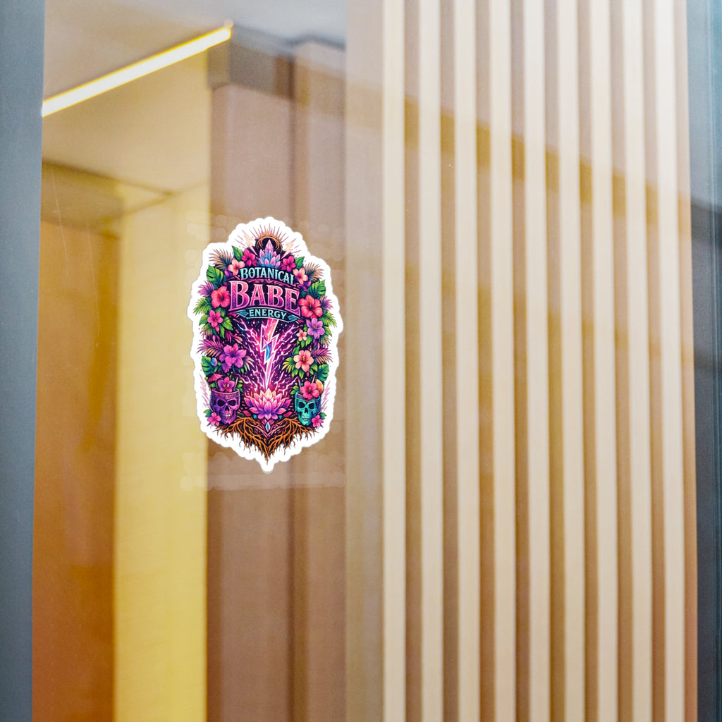 Botanical Babe Energy Vinyl Sticker — Floral Skull Kiss-Cut Decal