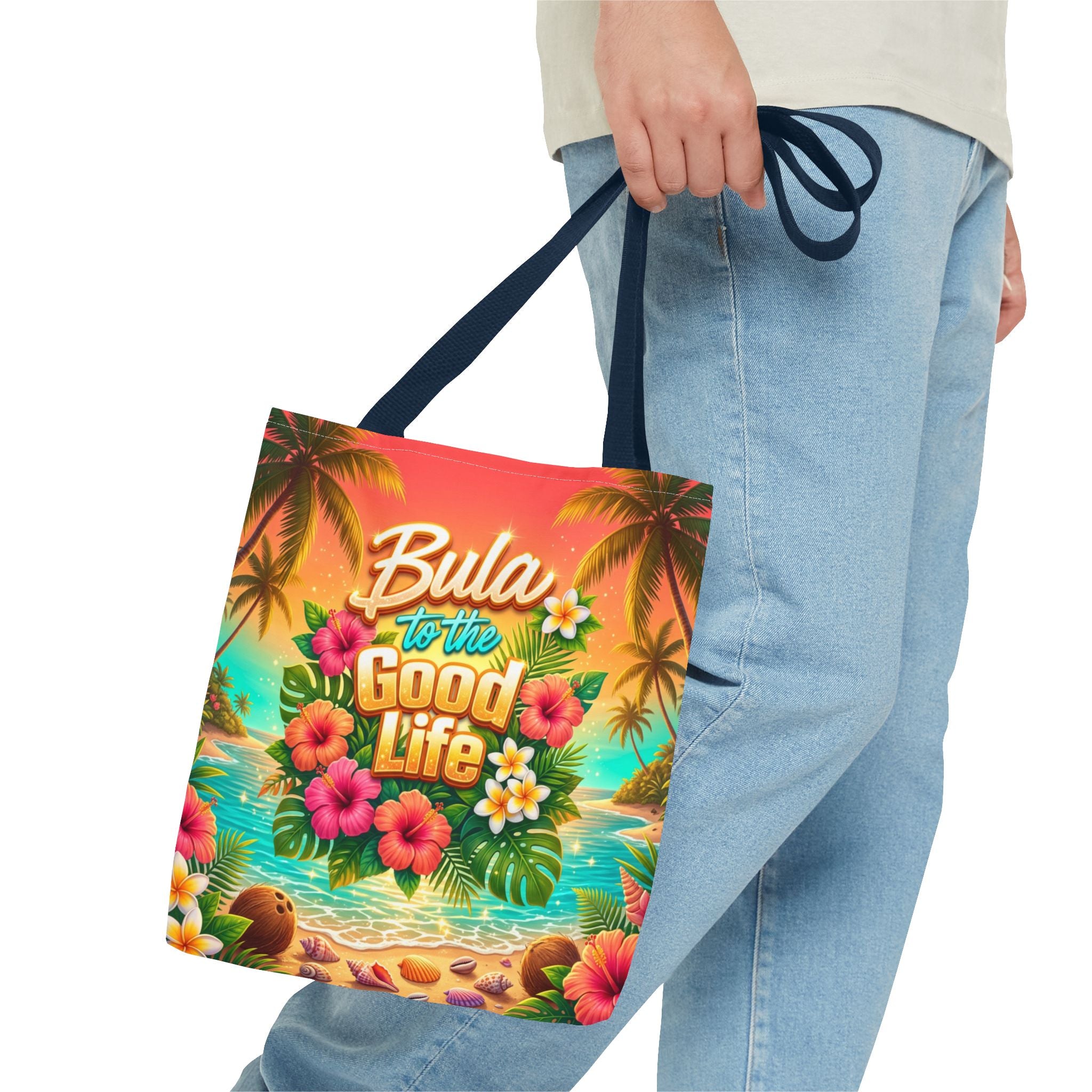 Tote Bag — "Bula to the Good Life" Tropical Hibiscus Beach Tote
