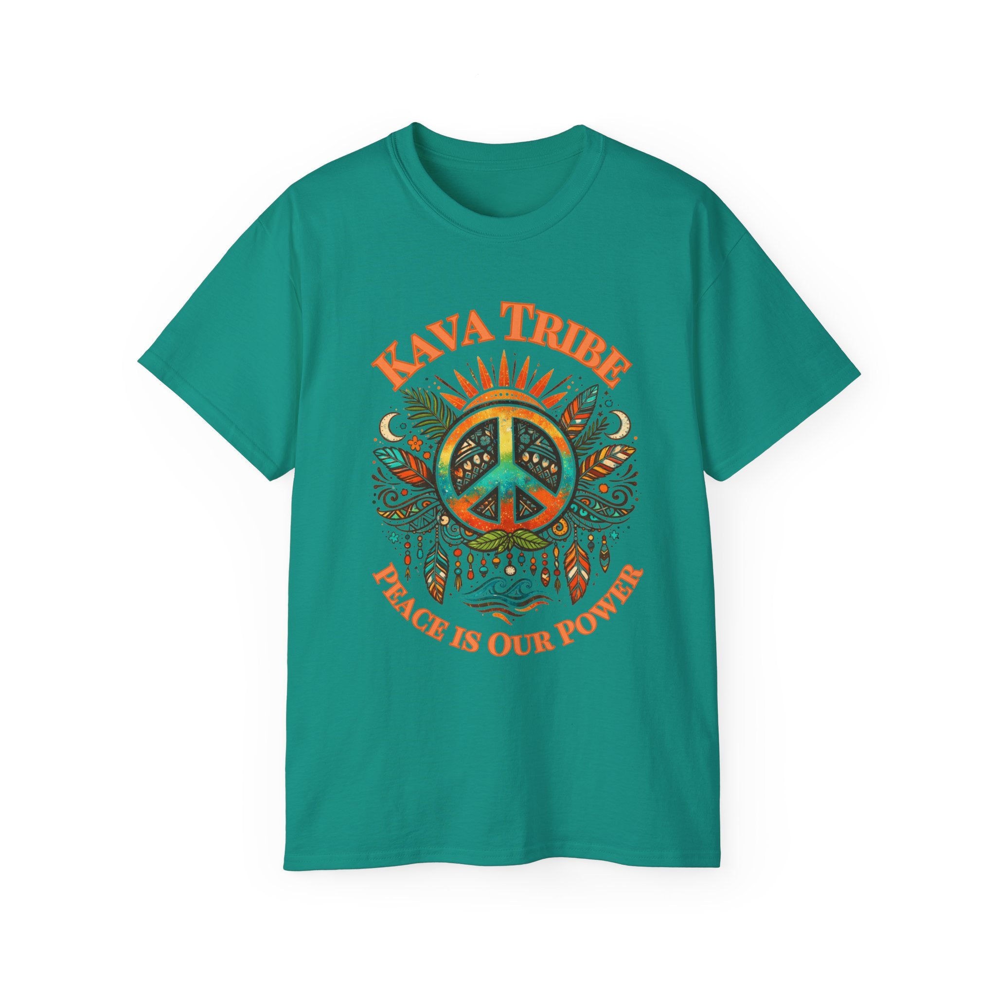 Peace Tribe Graphic Tee — "Kava Tribe: Peace Is Our Power" Retro Peace Sign T-Shirt