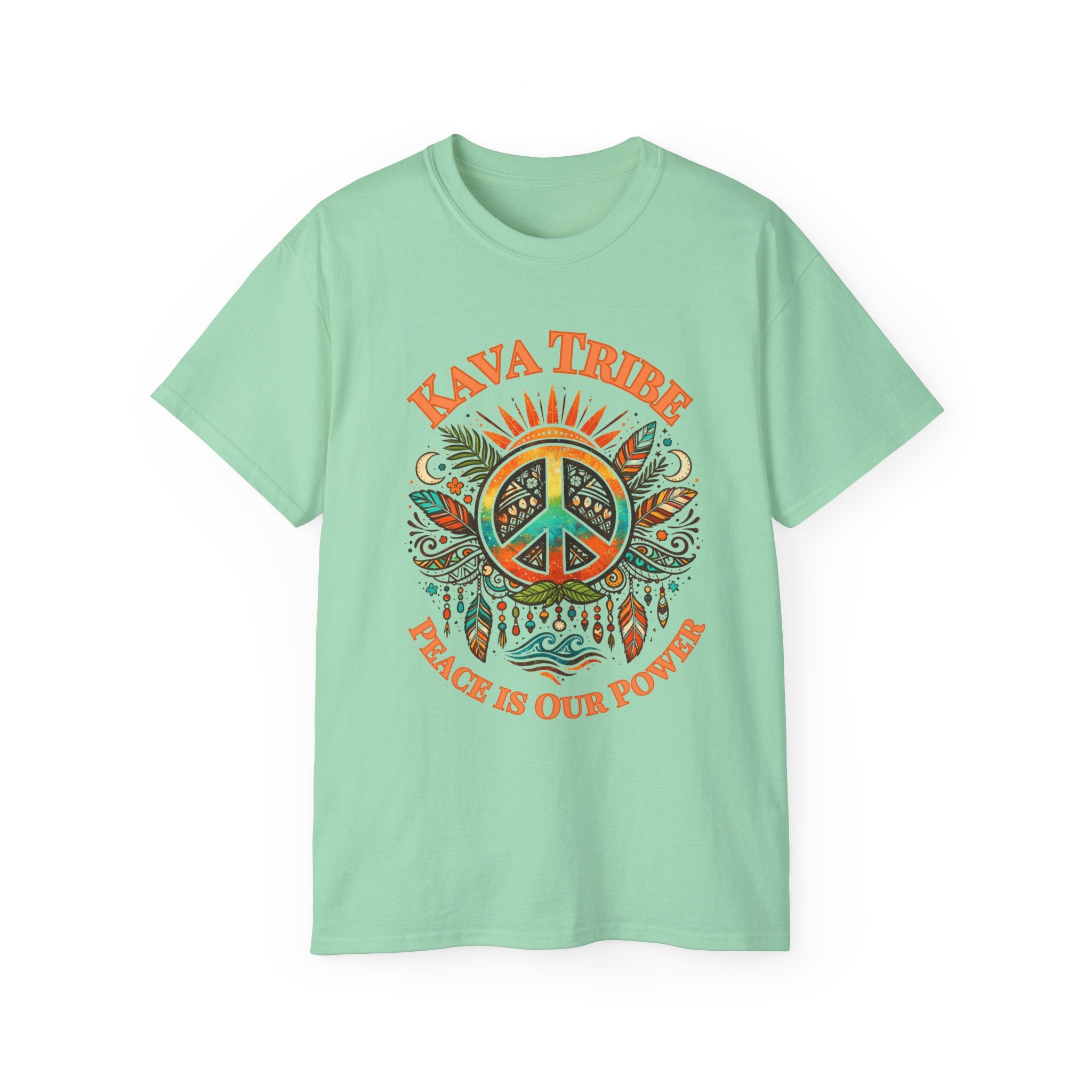 Peace Tribe Graphic Tee — "Kava Tribe: Peace Is Our Power" Retro Peace Sign T-Shirt