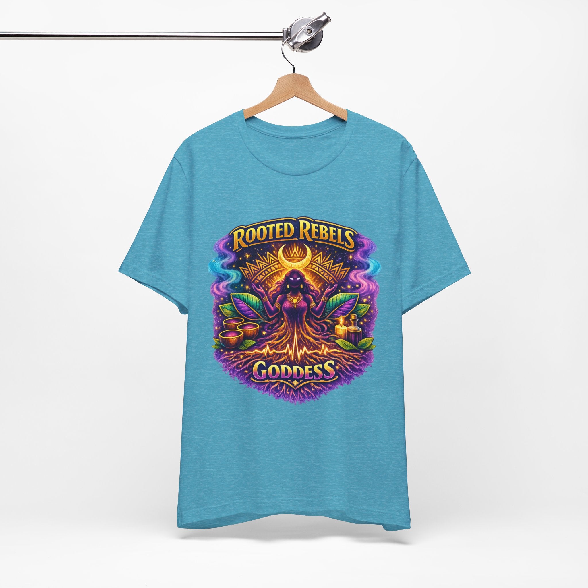 Rooted Rebels Goddess T-Shirt — Vibrant Spiritual Nature Tee
