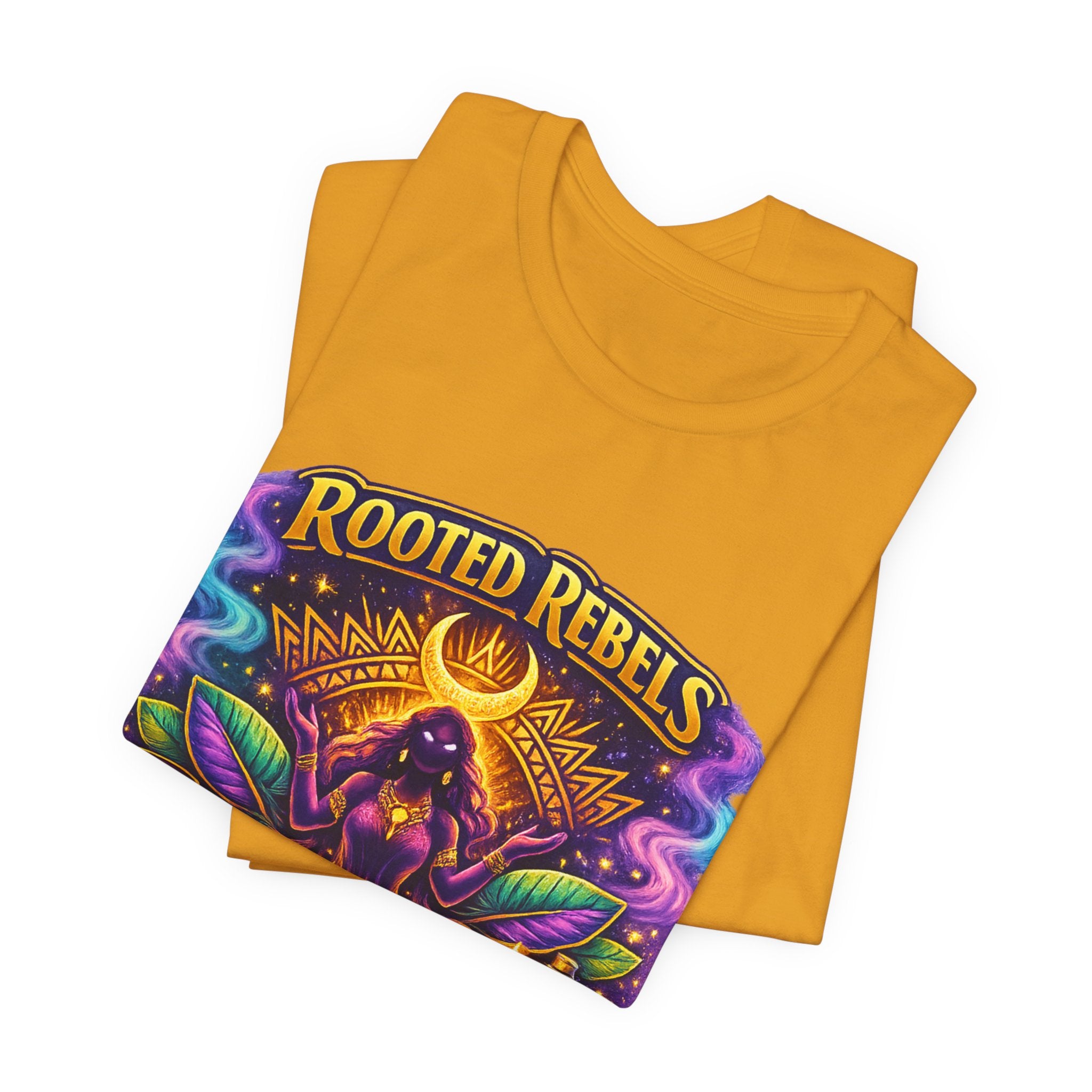 Rooted Rebels Goddess T-Shirt — Vibrant Spiritual Nature Tee