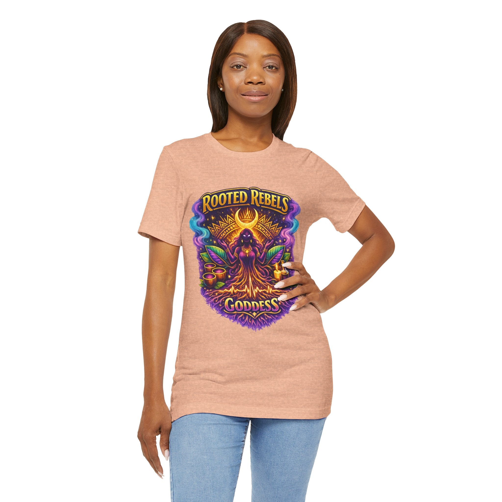 Rooted Rebels Goddess T-Shirt — Vibrant Spiritual Nature Tee