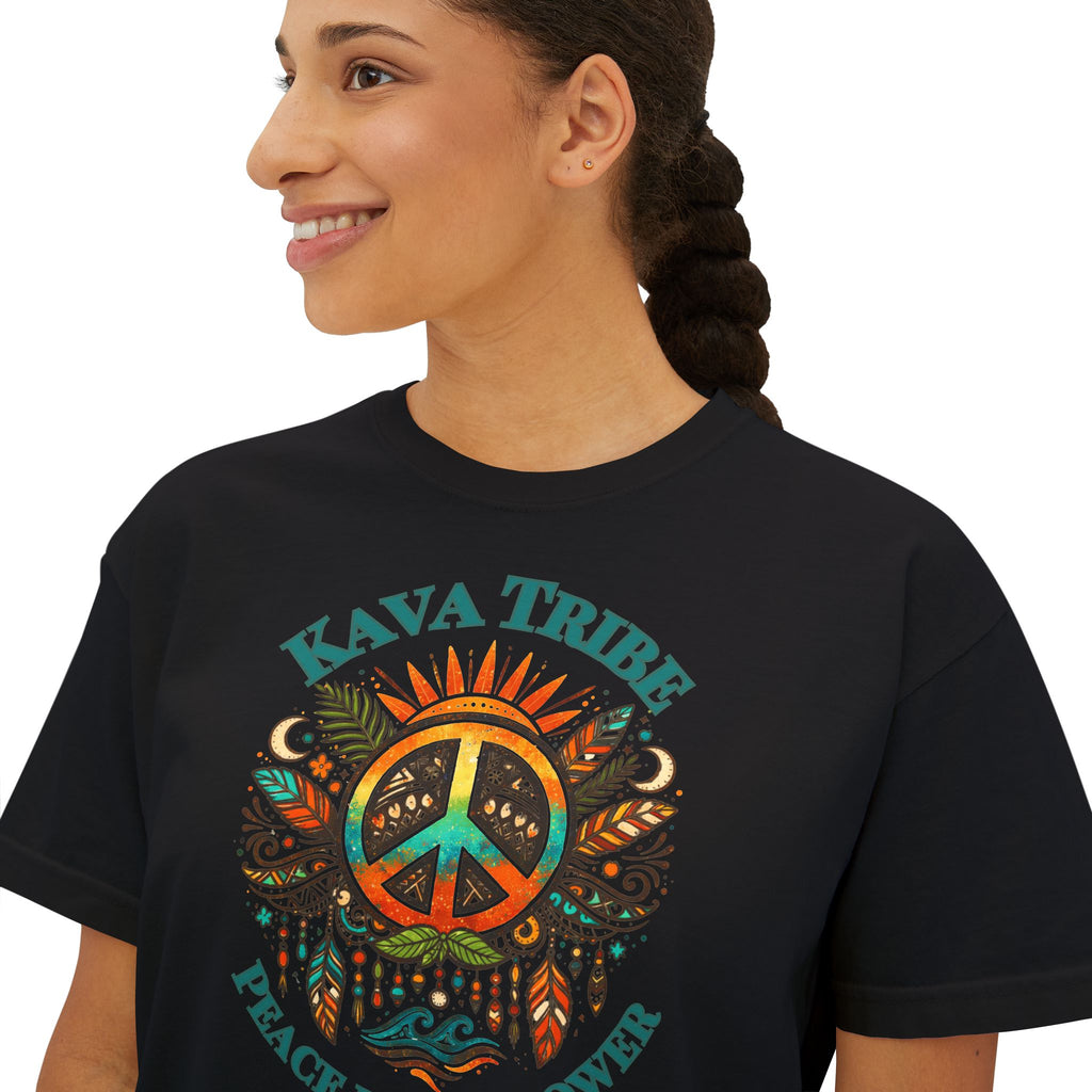 Kava Tribe Peace Graphic Tee — Women's Boxy T‑Shirt