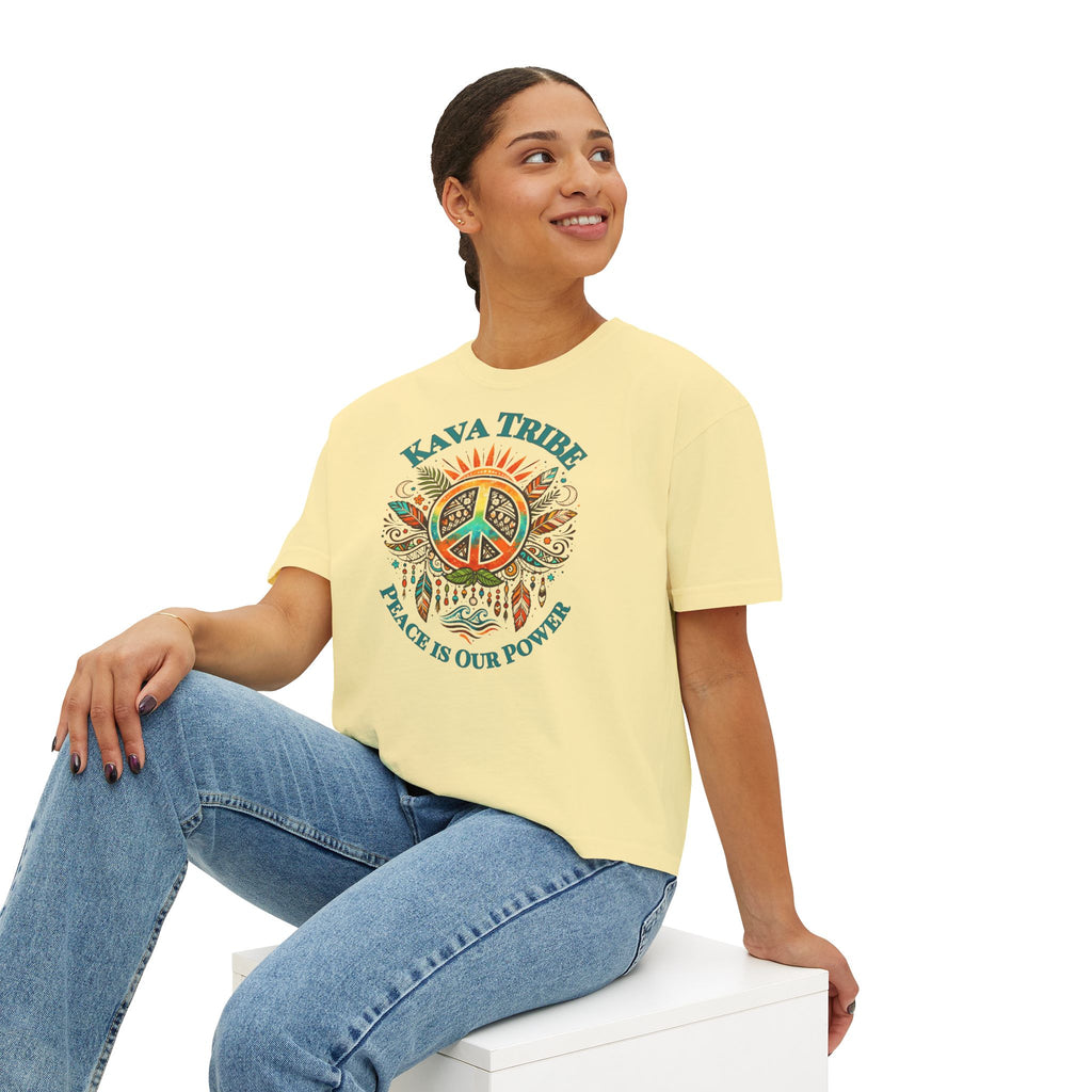 Kava Tribe Peace Graphic Tee — Women's Boxy T‑Shirt