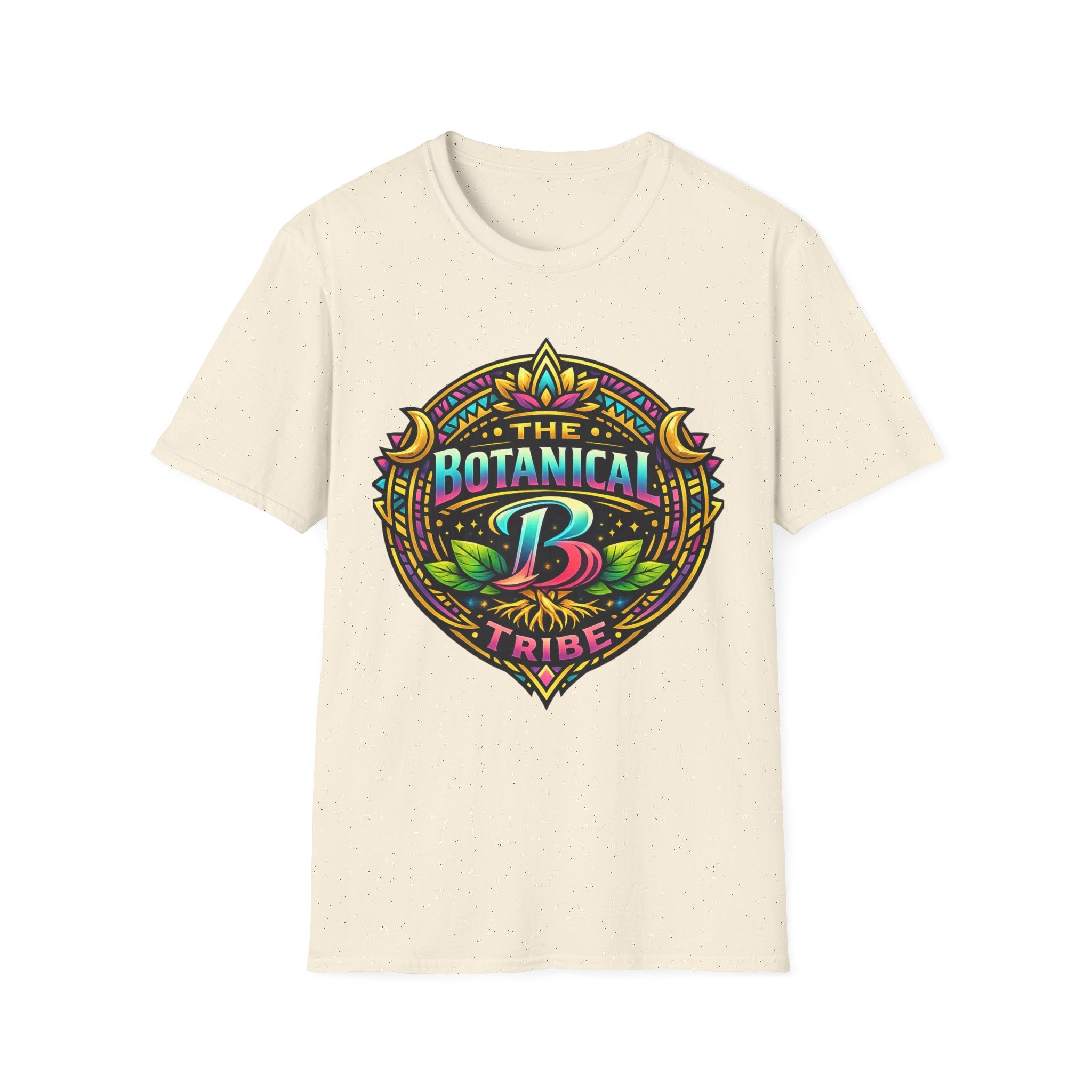 Botanical Tribe T-Shirt — Colorful Floral Badge Tee