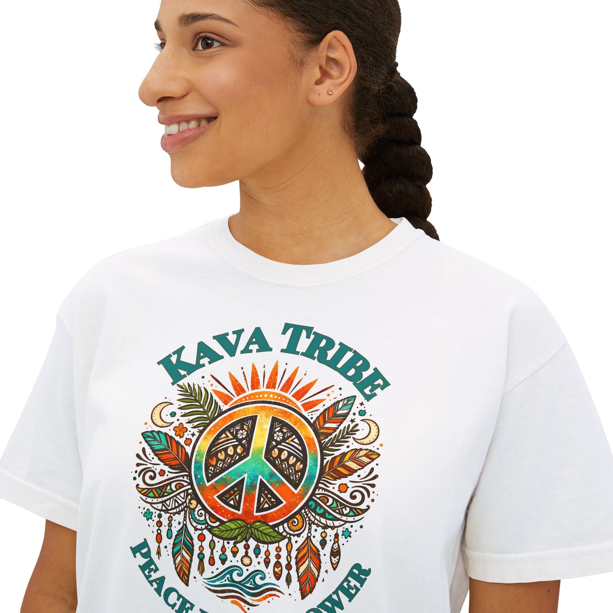 Kava Tribe Peace Graphic Tee — Women's Boxy T‑Shirt