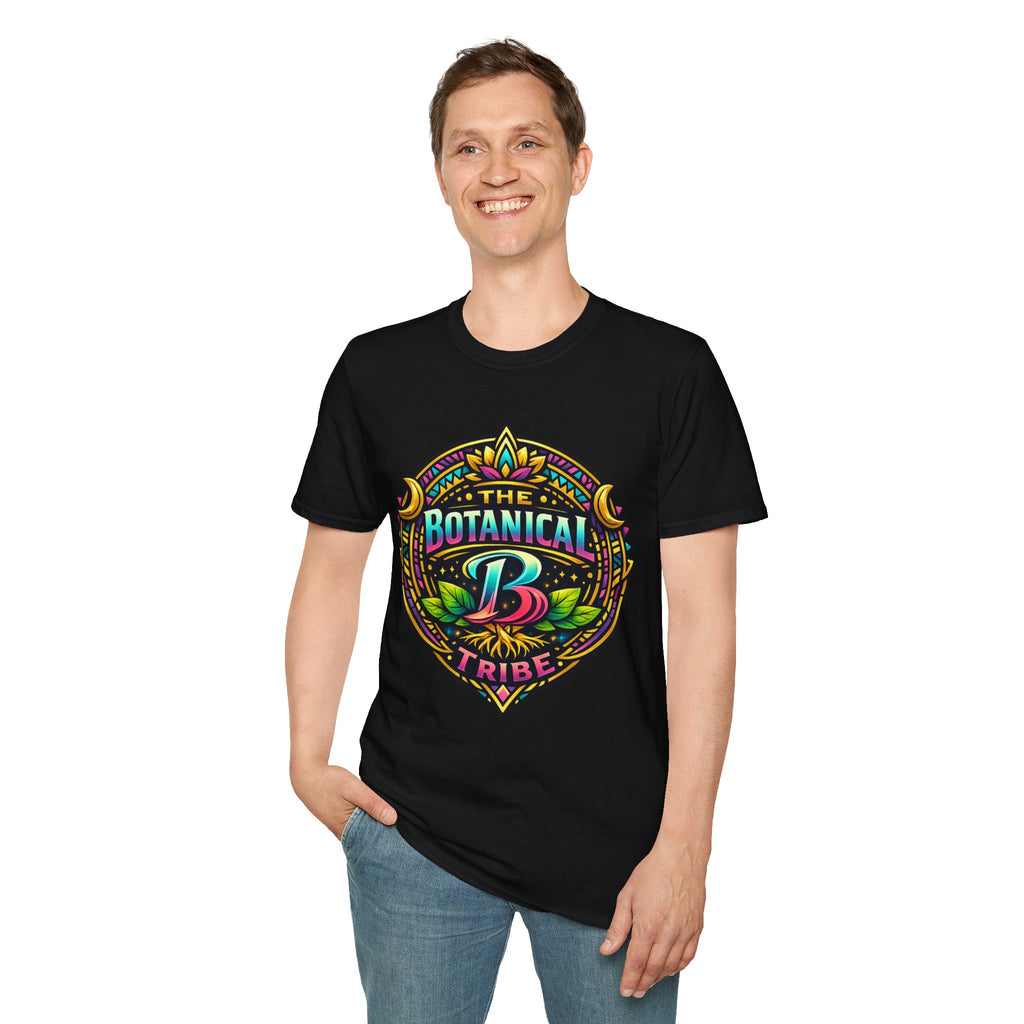 Botanical Tribe T-Shirt — Colorful Floral Badge Tee