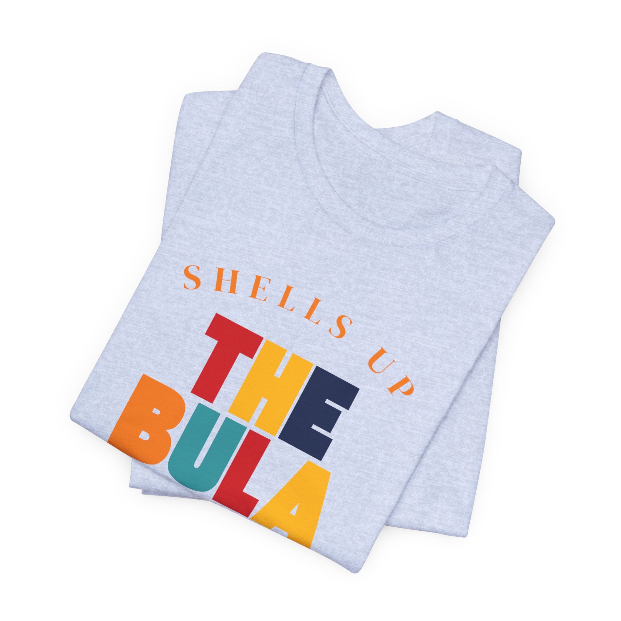 Shells Up The Bula Tribe Tee | Tropical Island Text Graphic