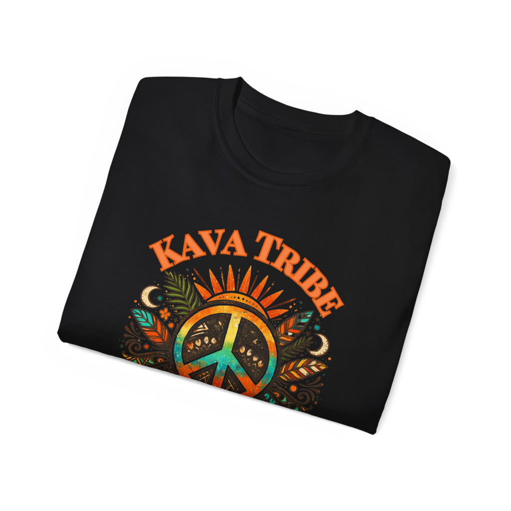 Peace Tribe Graphic Tee — "Kava Tribe: Peace Is Our Power" Retro Peace Sign T-Shirt