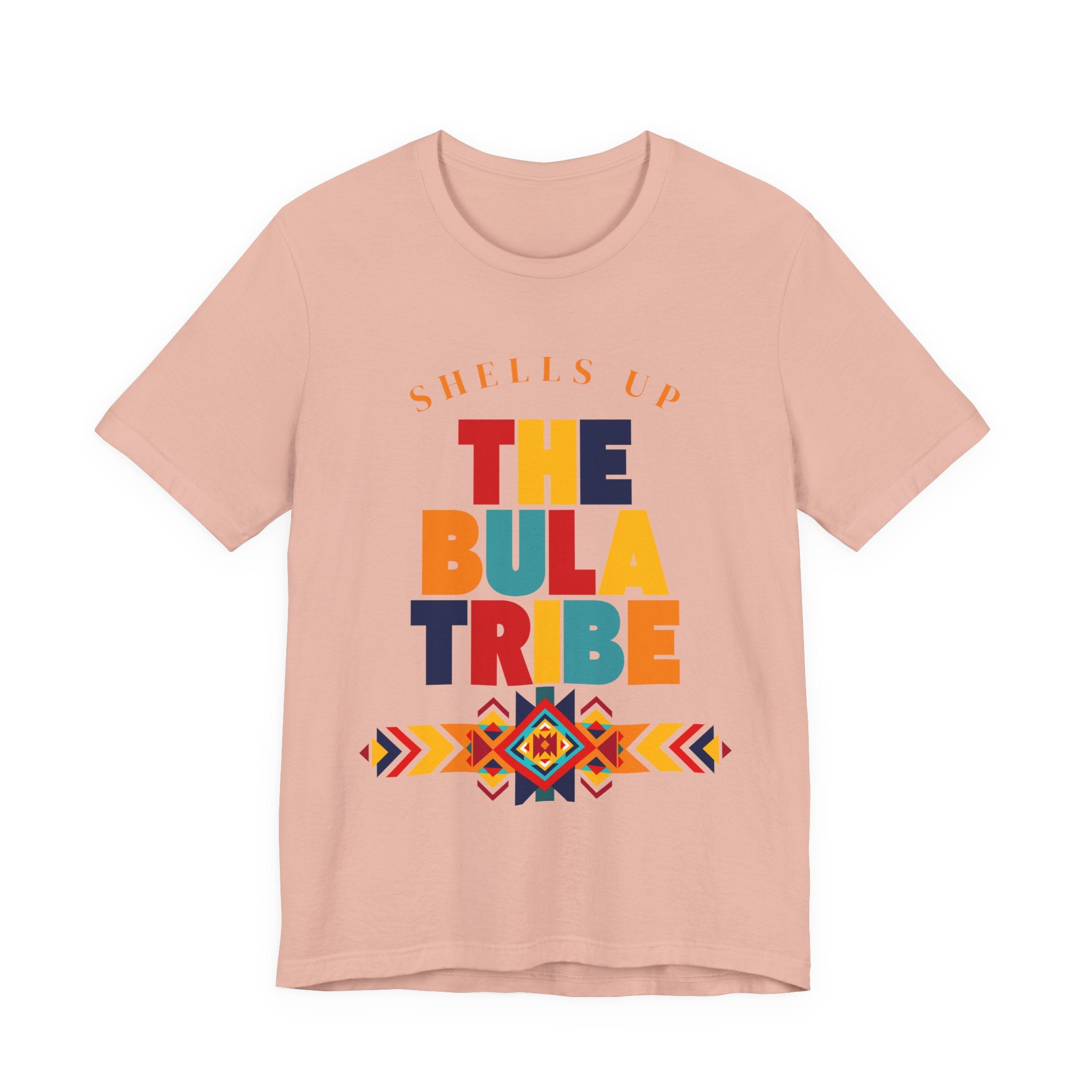 Shells Up The Bula Tribe Tee | Tropical Island Text Graphic