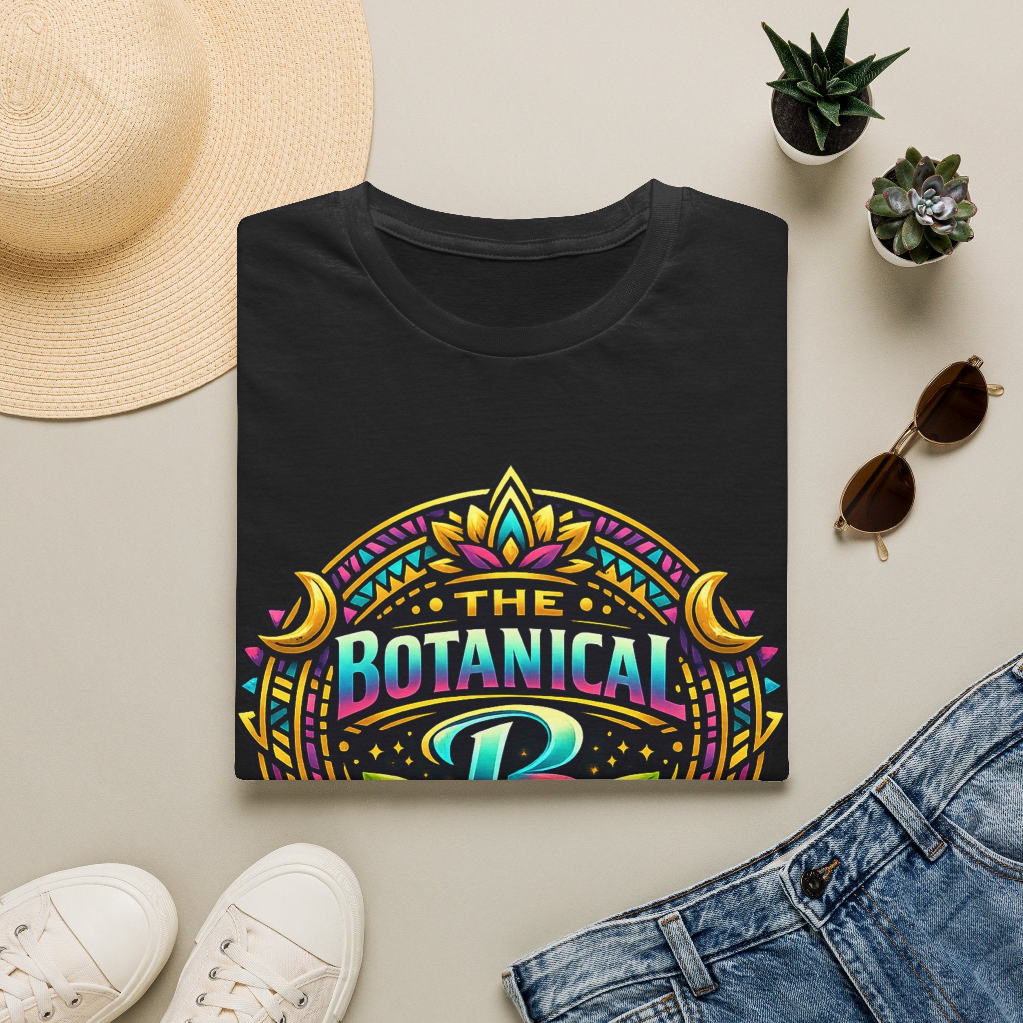 Botanical Tribe T-Shirt — Colorful Floral Badge Tee