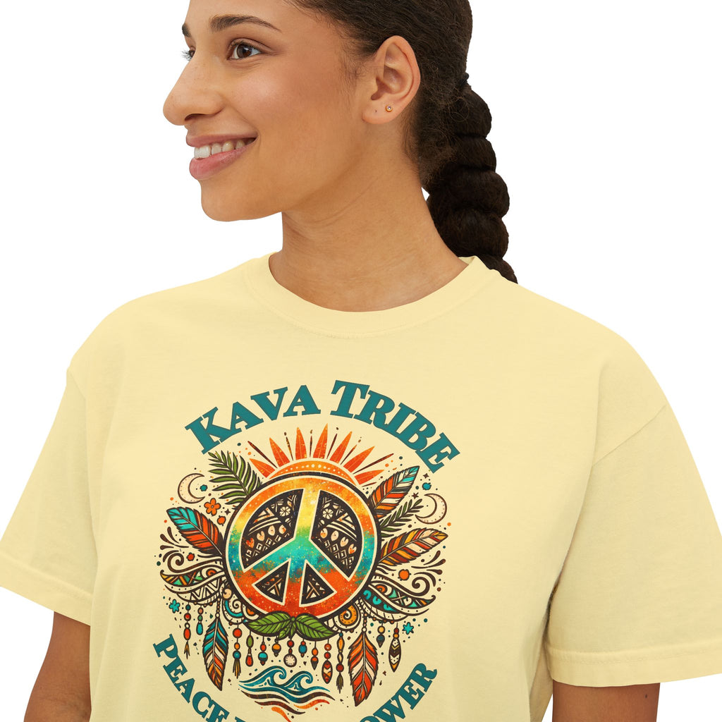 Kava Tribe Peace Graphic Tee — Women's Boxy T‑Shirt