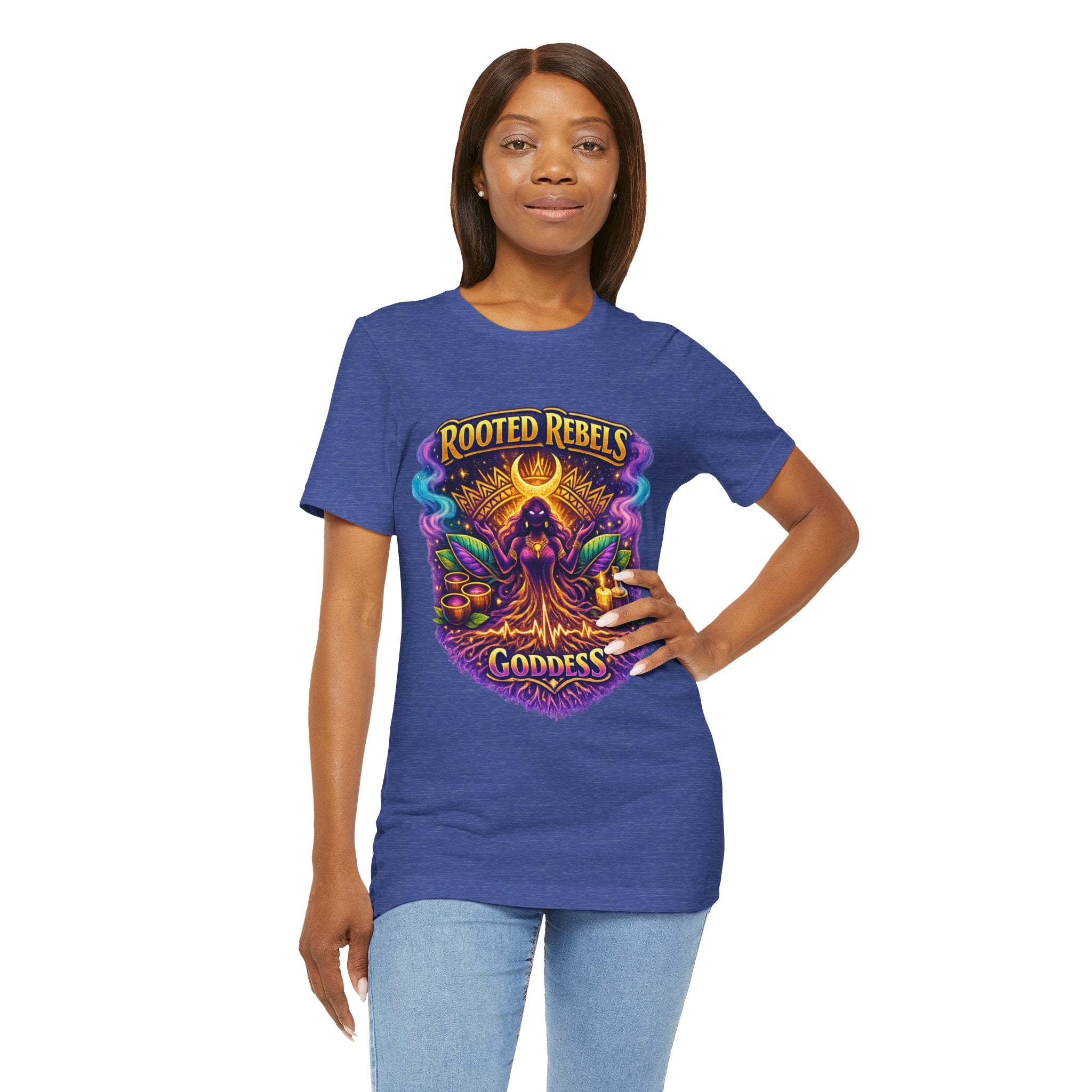 Rooted Rebels Goddess T-Shirt — Vibrant Spiritual Nature Tee