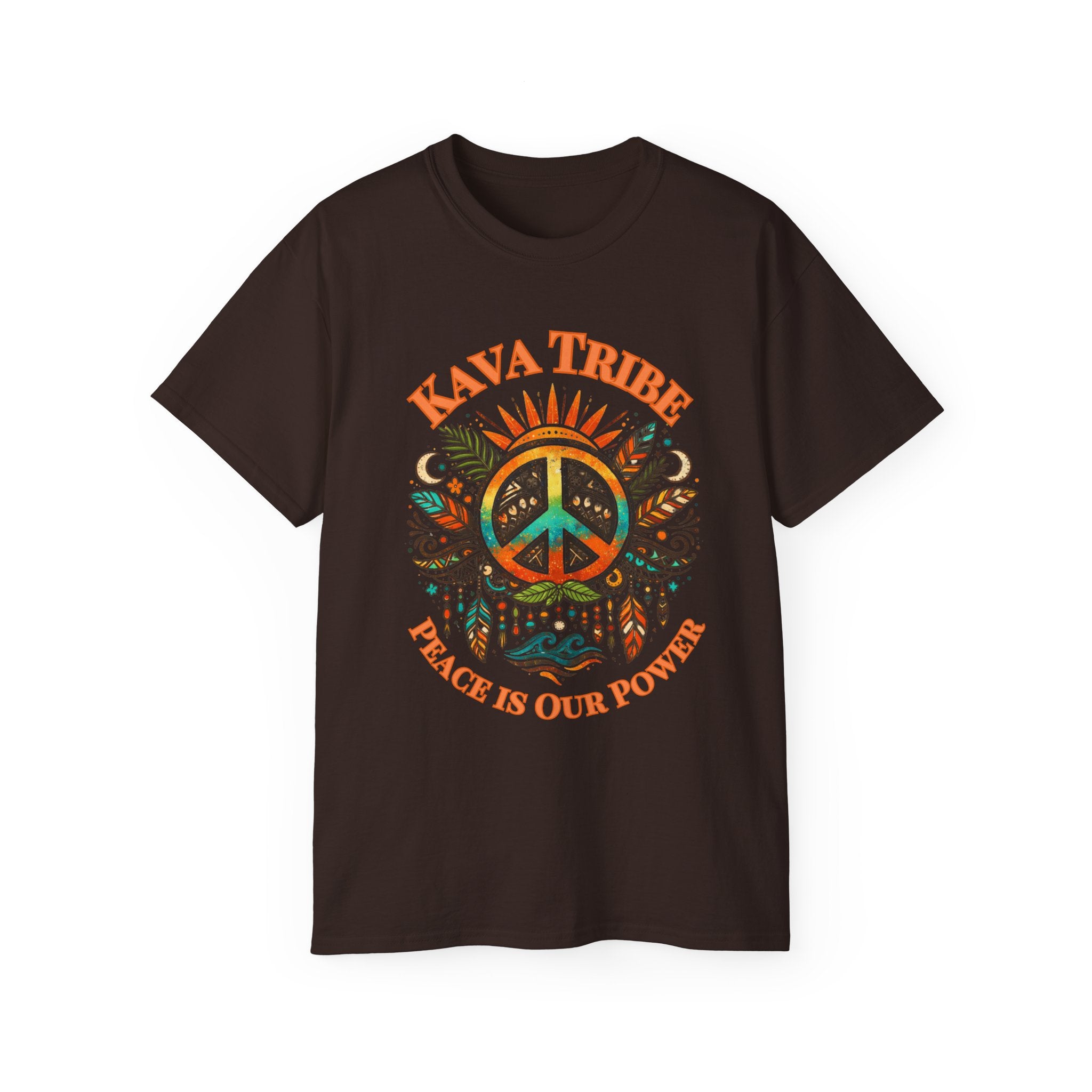 Peace Tribe Graphic Tee — "Kava Tribe: Peace Is Our Power" Retro Peace Sign T-Shirt