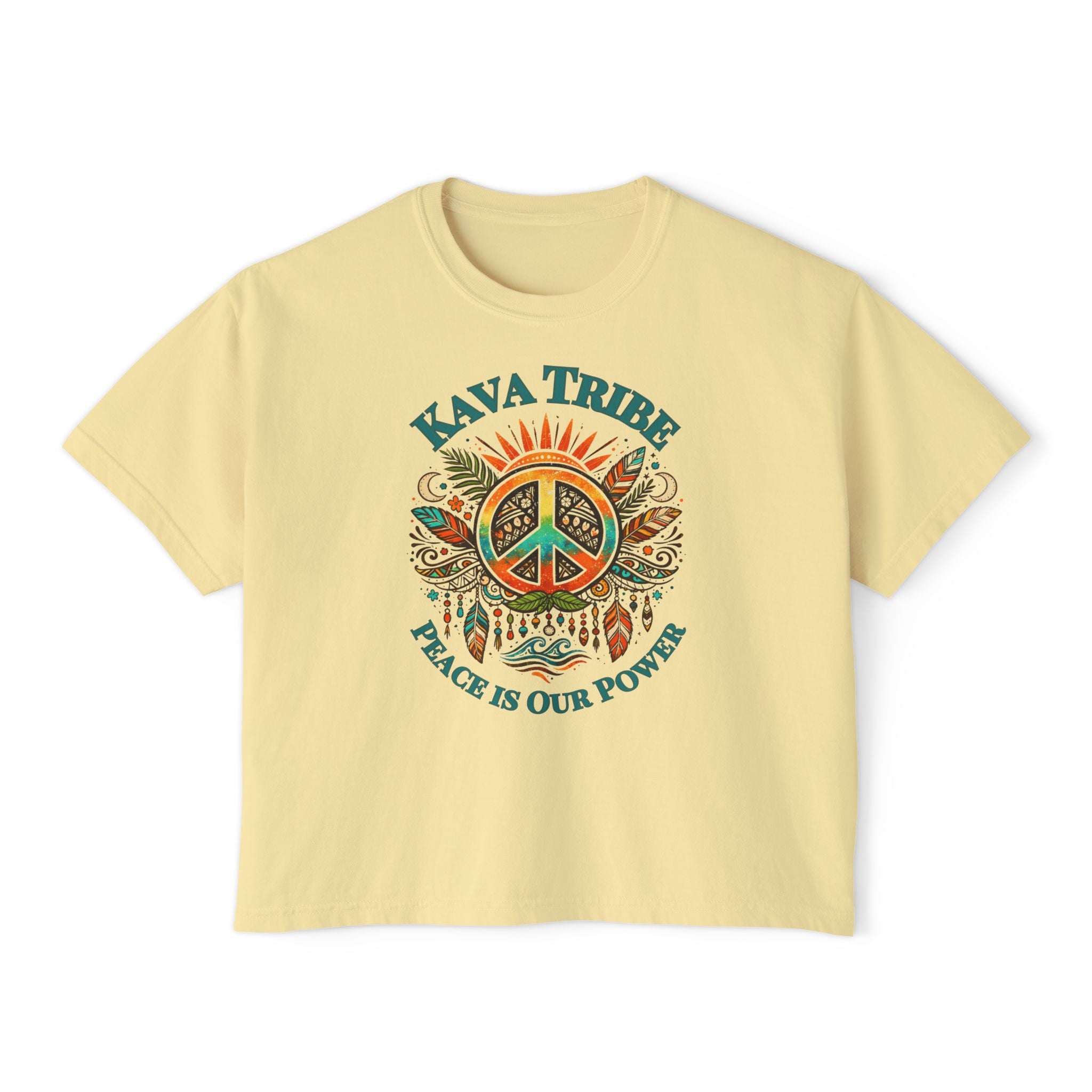 Kava Tribe Peace Graphic Tee — Women's Boxy T‑Shirt