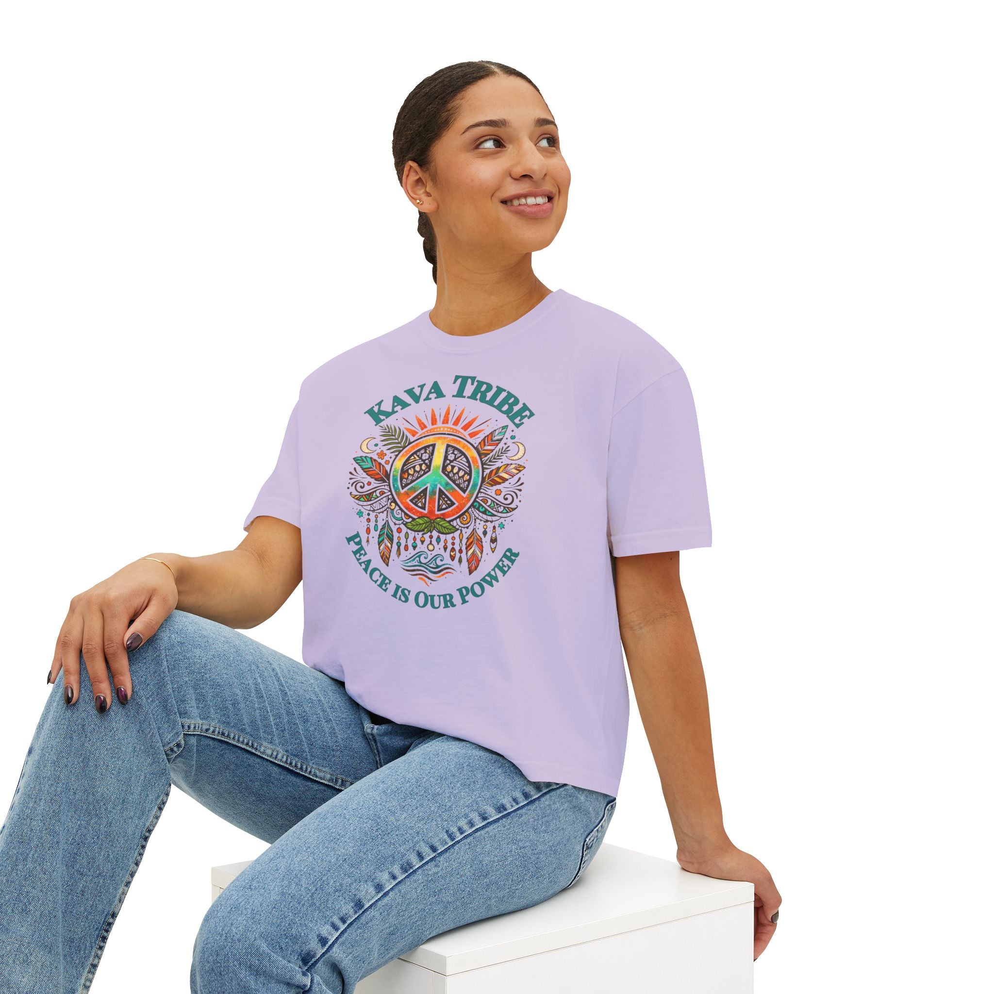 Kava Tribe Peace Graphic Tee — Women's Boxy T‑Shirt