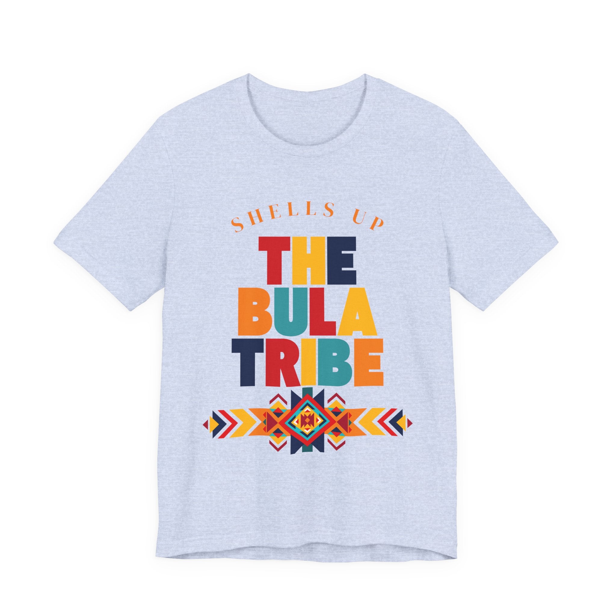 Shells Up The Bula Tribe Tee | Tropical Island Text Graphic