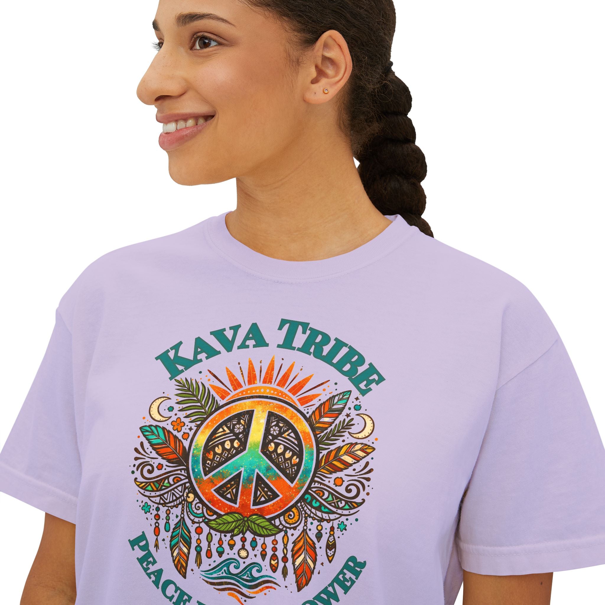 Kava Tribe Peace Graphic Tee — Women's Boxy T‑Shirt