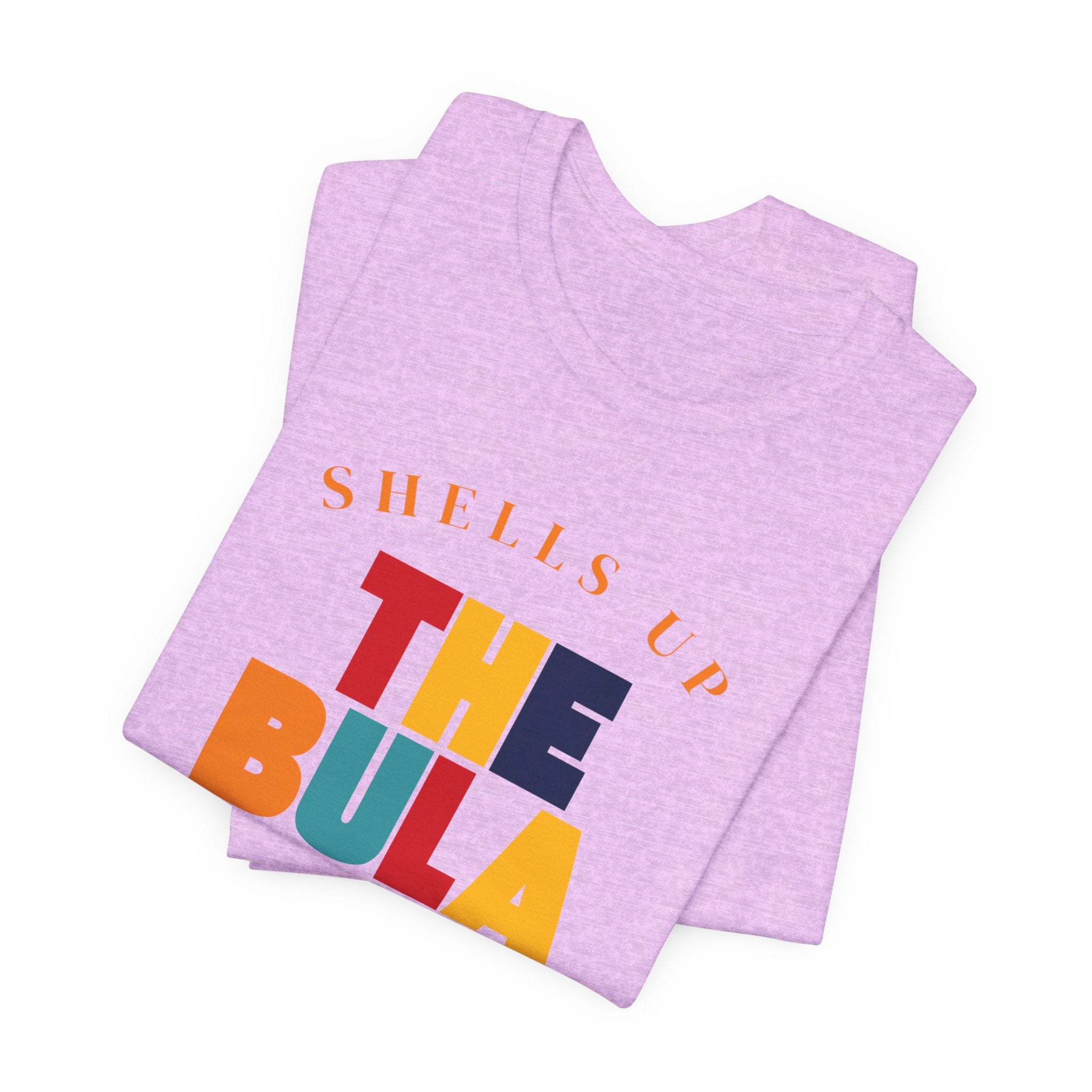 Shells Up The Bula Tribe Tee | Tropical Island Text Graphic