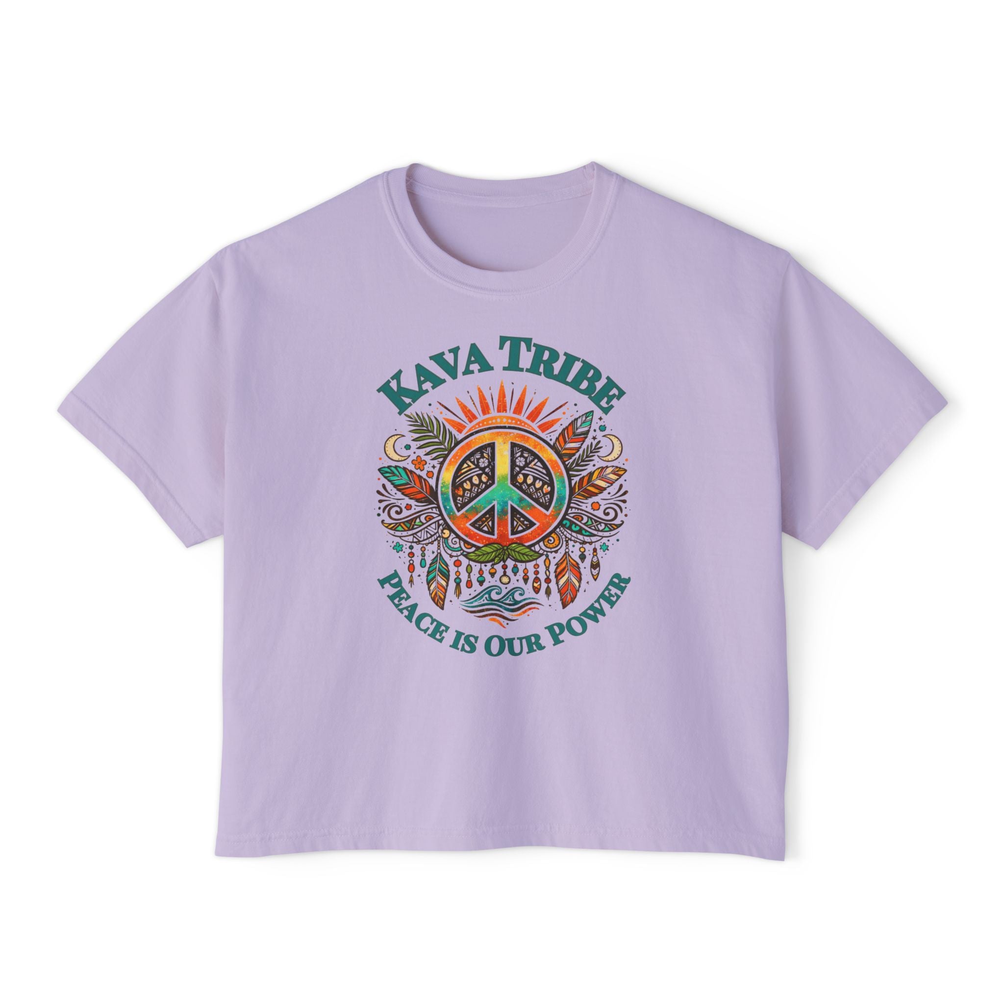 Kava Tribe Peace Graphic Tee — Women's Boxy T‑Shirt