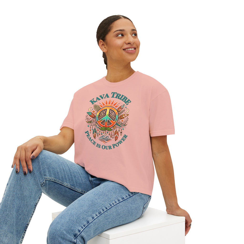 Kava Tribe Peace Graphic Tee — Women's Boxy T‑Shirt