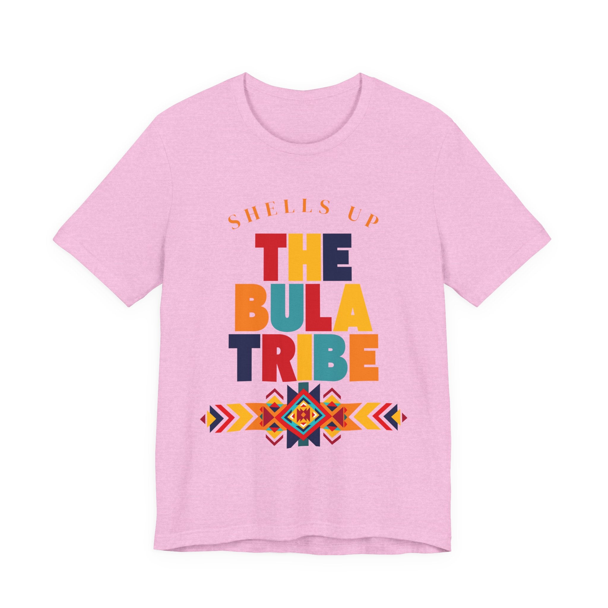 Shells Up The Bula Tribe Tee | Tropical Island Text Graphic