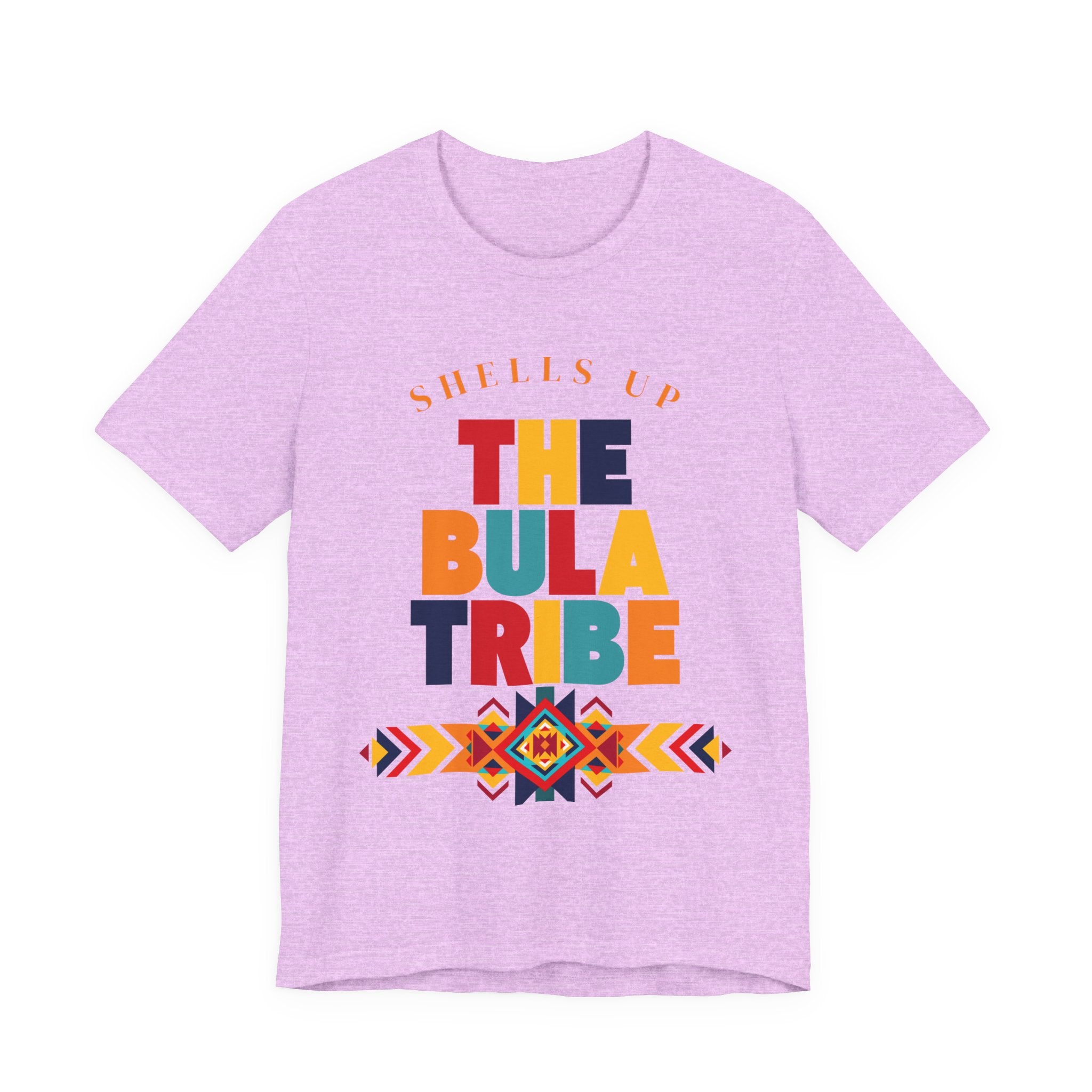 Shells Up The Bula Tribe Tee | Tropical Island Text Graphic