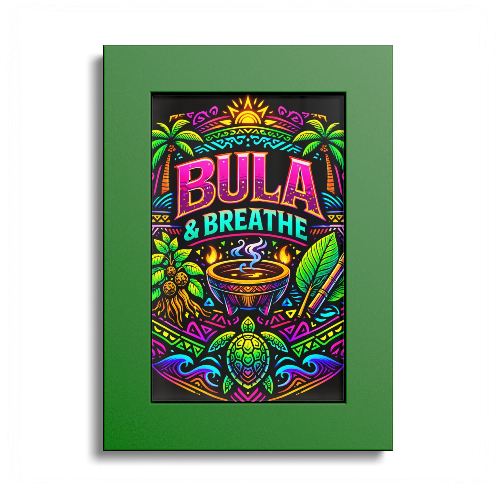 Bula & Breathe Tropical Neon Poster