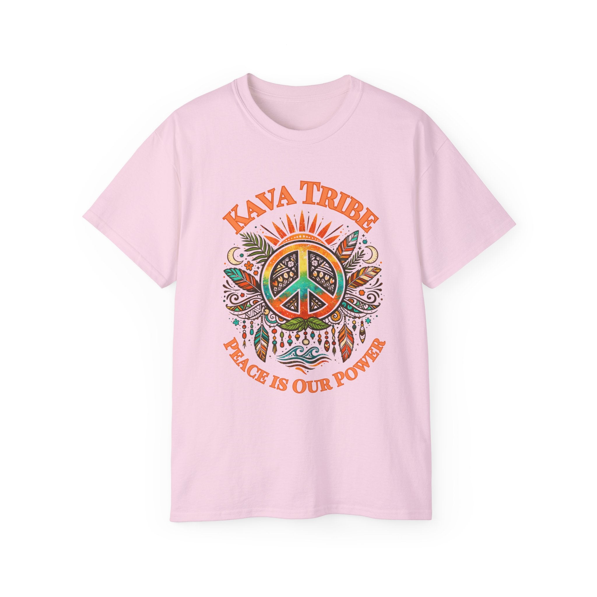 Peace Tribe Graphic Tee — "Kava Tribe: Peace Is Our Power" Retro Peace Sign T-Shirt