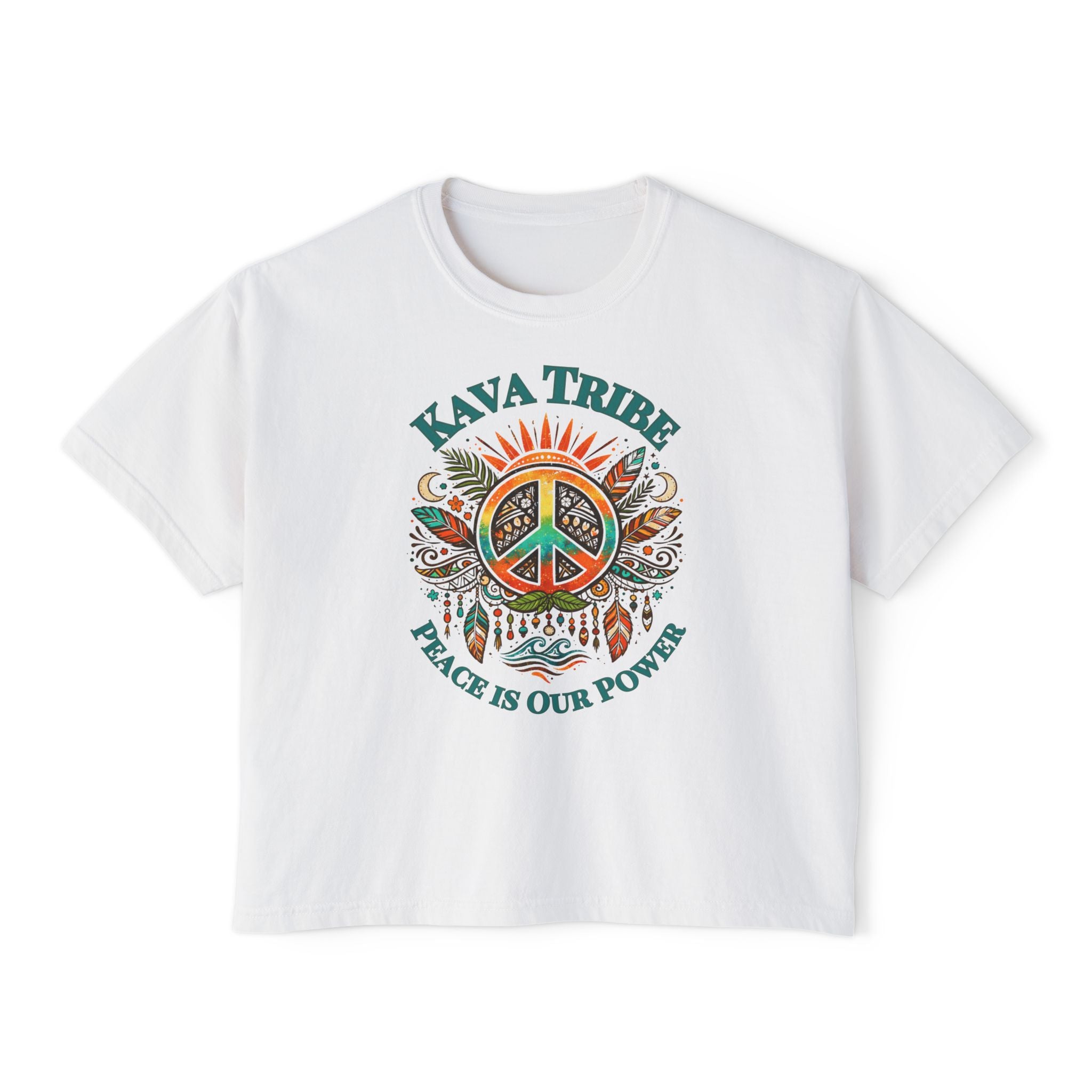 Kava Tribe Peace Graphic Tee — Women's Boxy T‑Shirt