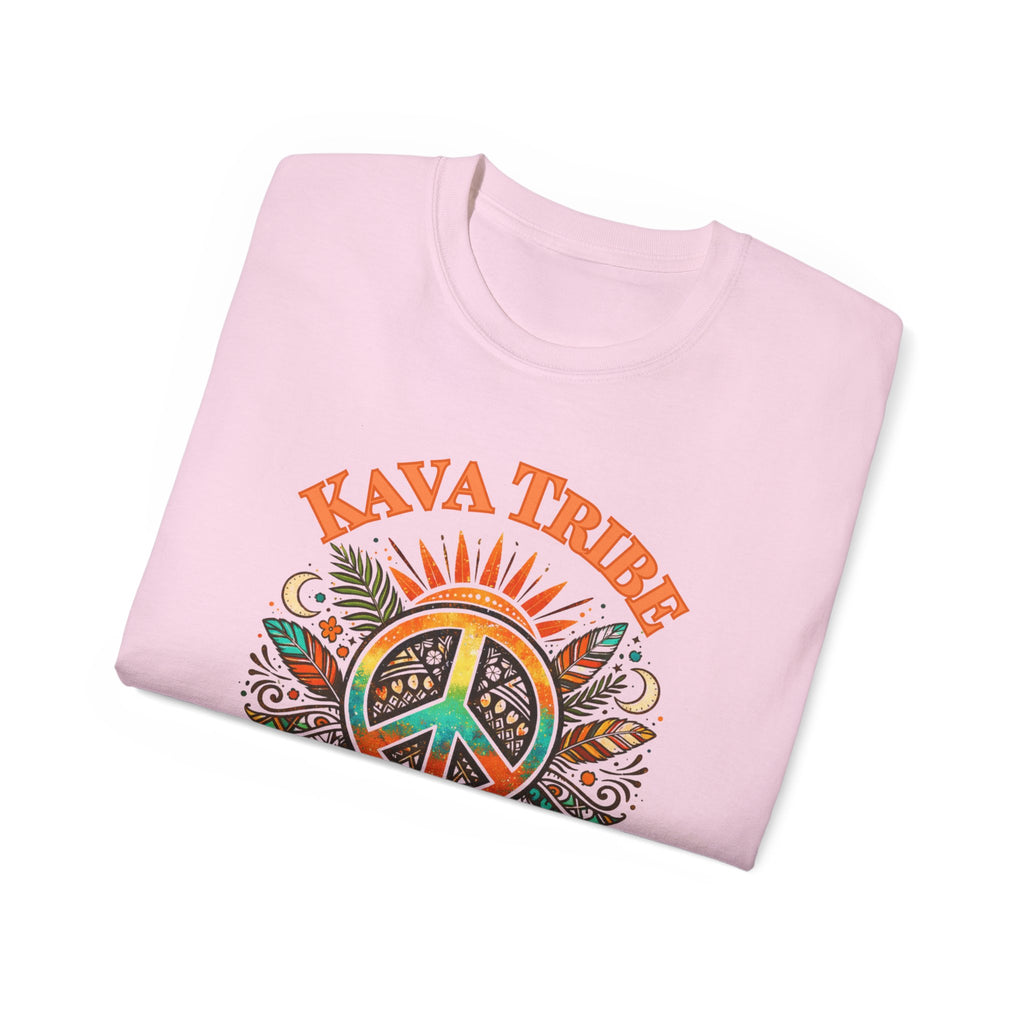 Peace Tribe Graphic Tee — "Kava Tribe: Peace Is Our Power" Retro Peace Sign T-Shirt