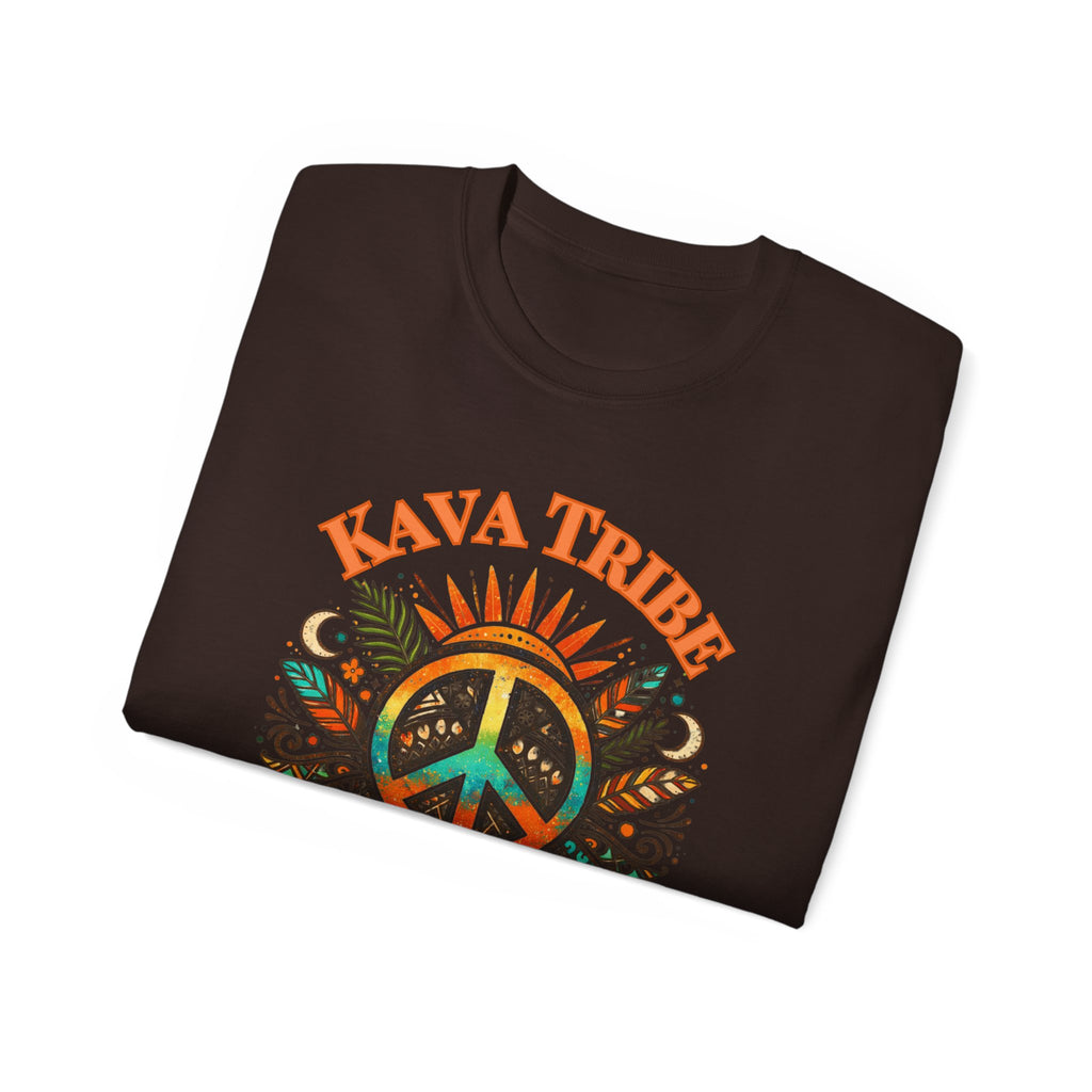 Peace Tribe Graphic Tee — "Kava Tribe: Peace Is Our Power" Retro Peace Sign T-Shirt
