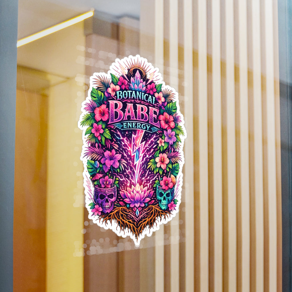 Botanical Babe Energy Vinyl Sticker — Floral Skull Kiss-Cut Decal
