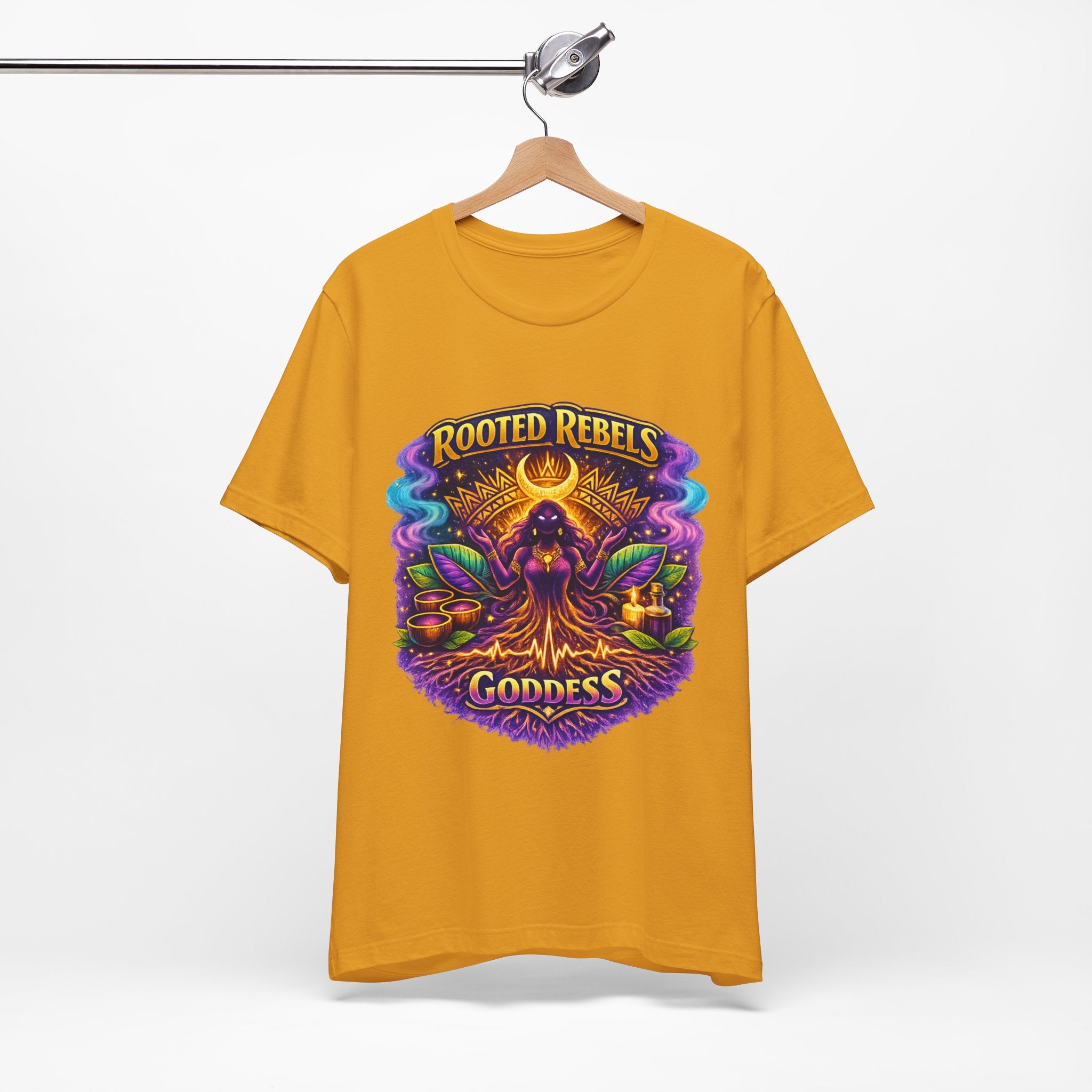 Rooted Rebels Goddess T-Shirt — Vibrant Spiritual Nature Tee