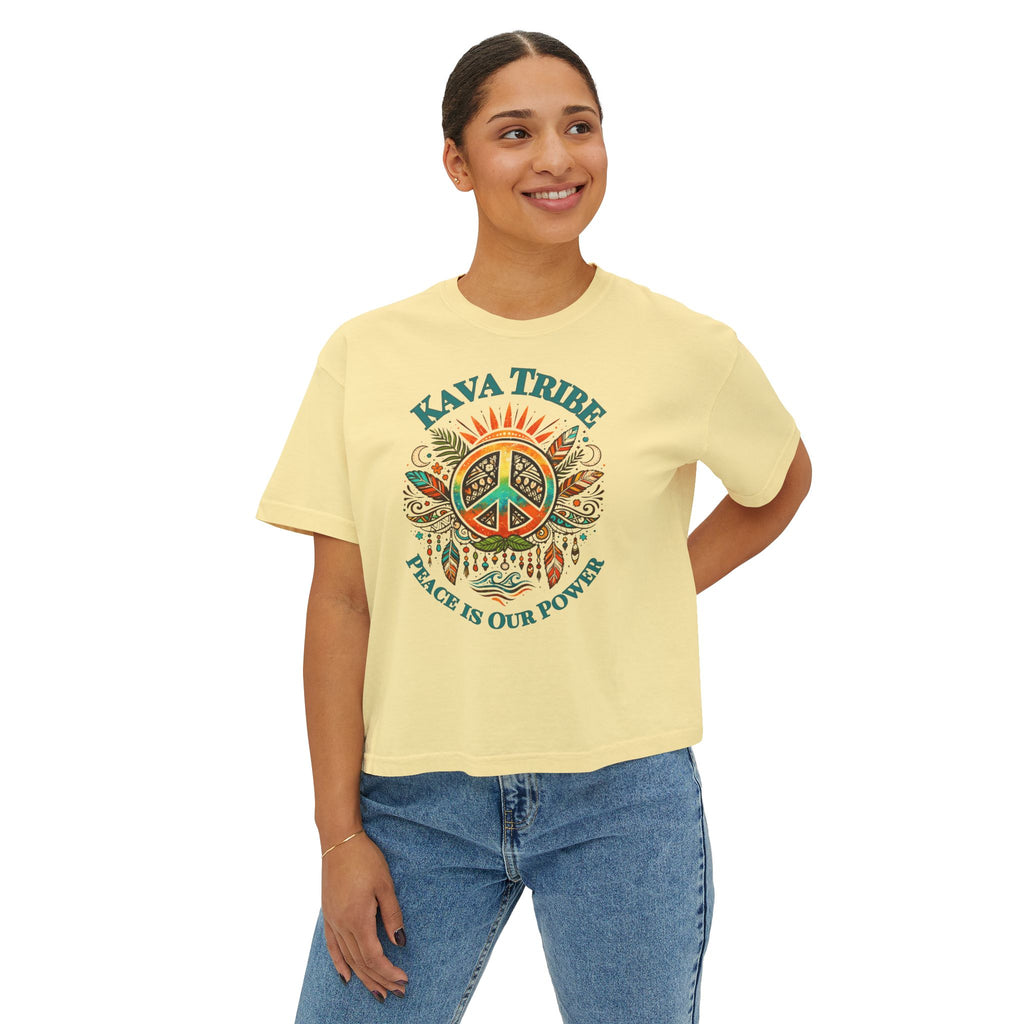 Kava Tribe Peace Graphic Tee — Women's Boxy T‑Shirt