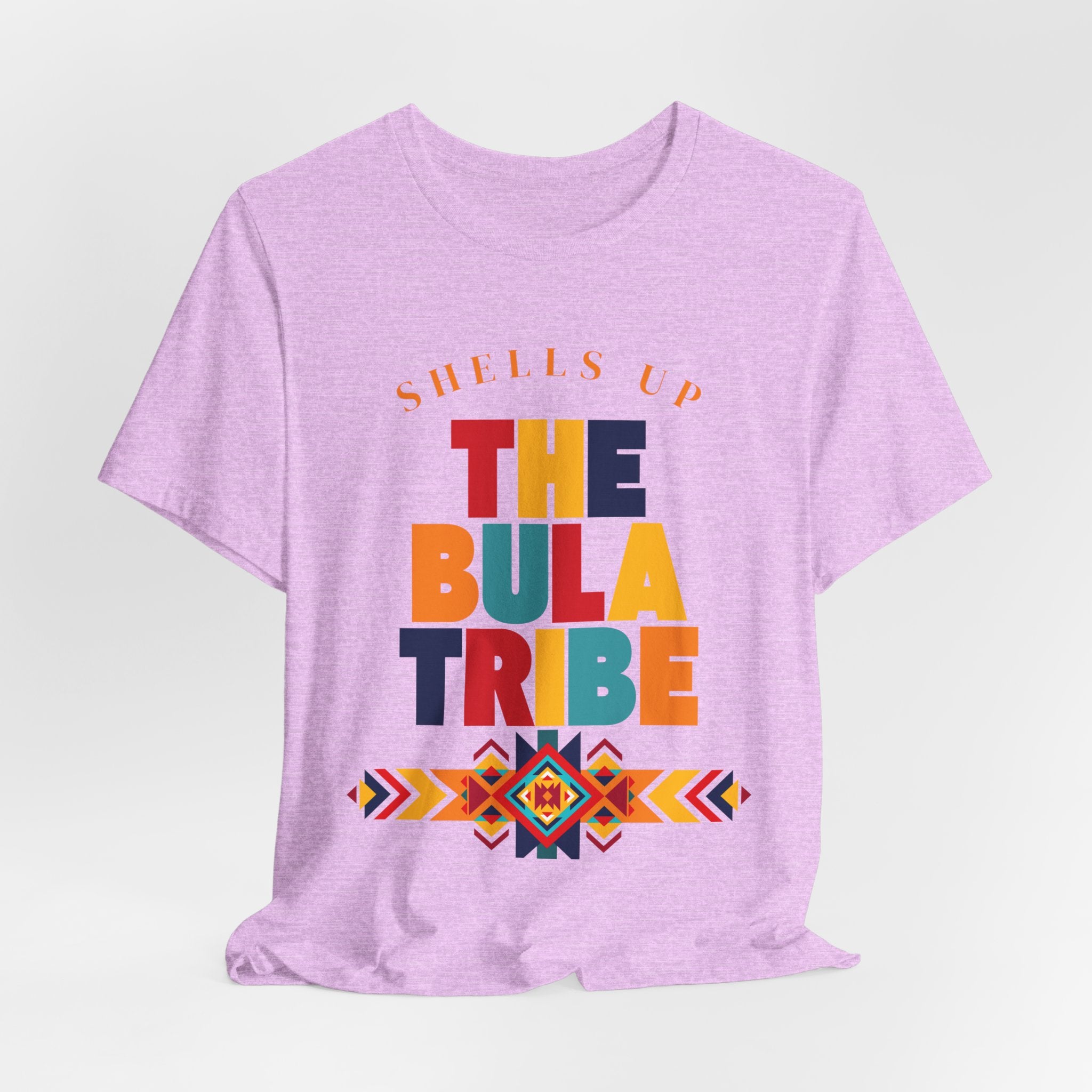 Shells Up The Bula Tribe Tee | Tropical Island Text Graphic