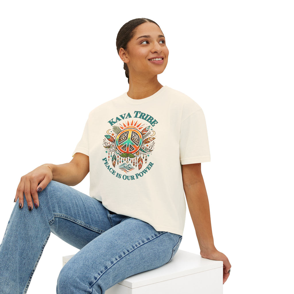 Kava Tribe Peace Graphic Tee — Women's Boxy T‑Shirt