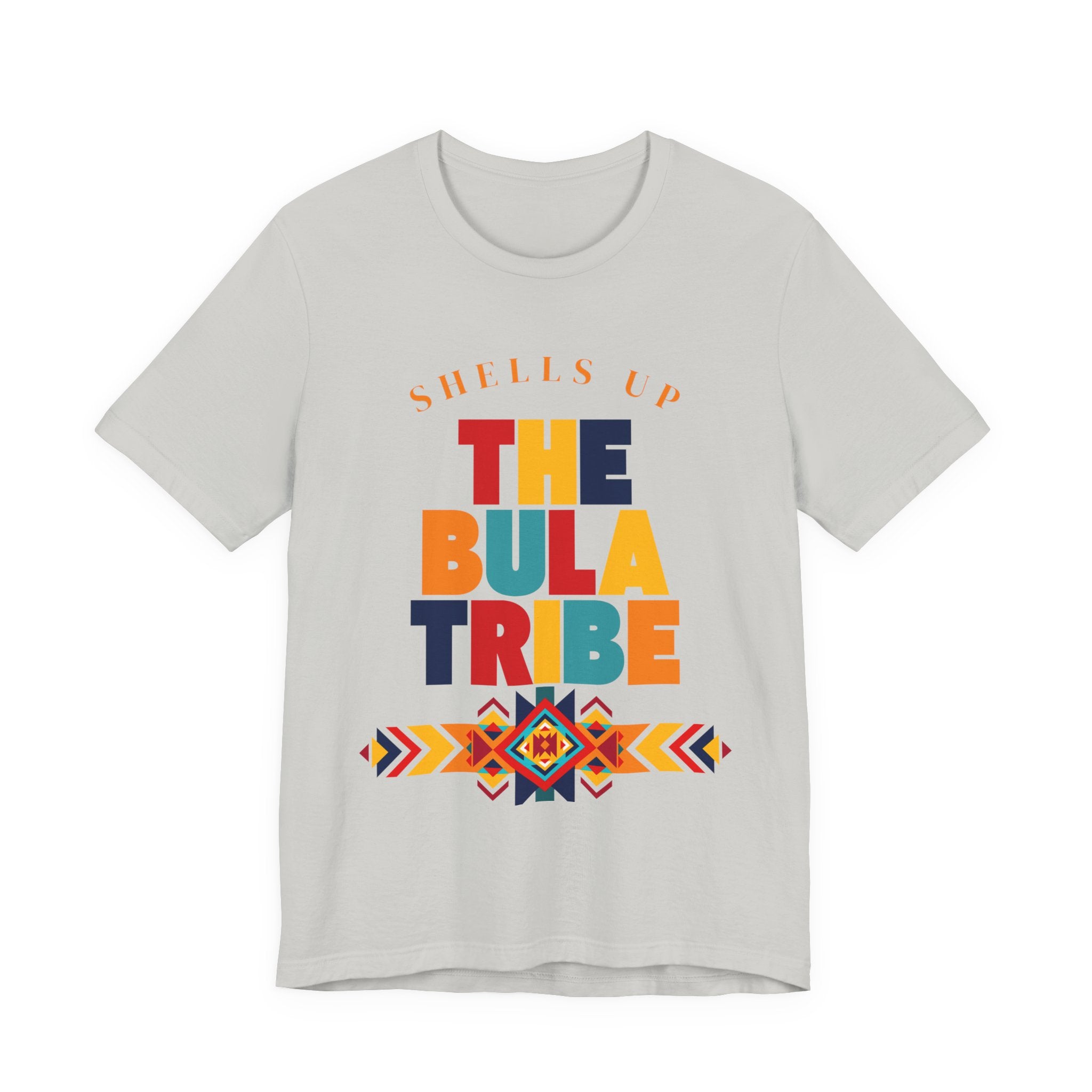 Shells Up The Bula Tribe Tee | Tropical Island Text Graphic