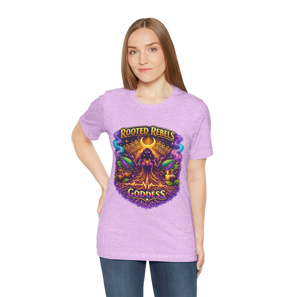 Rooted Rebels Goddess T-Shirt — Vibrant Spiritual Nature Tee