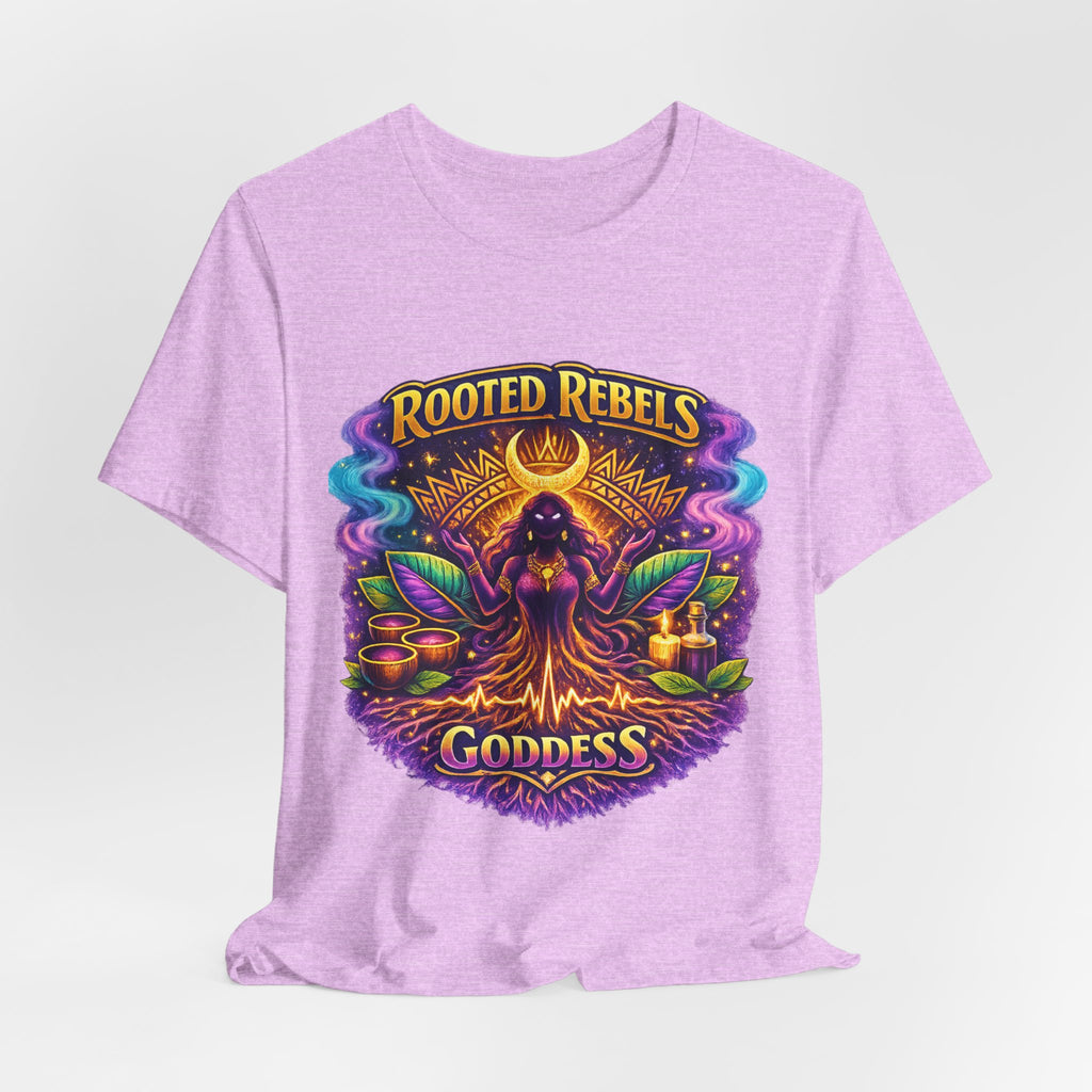 Rooted Rebels Goddess T-Shirt — Vibrant Spiritual Nature Tee