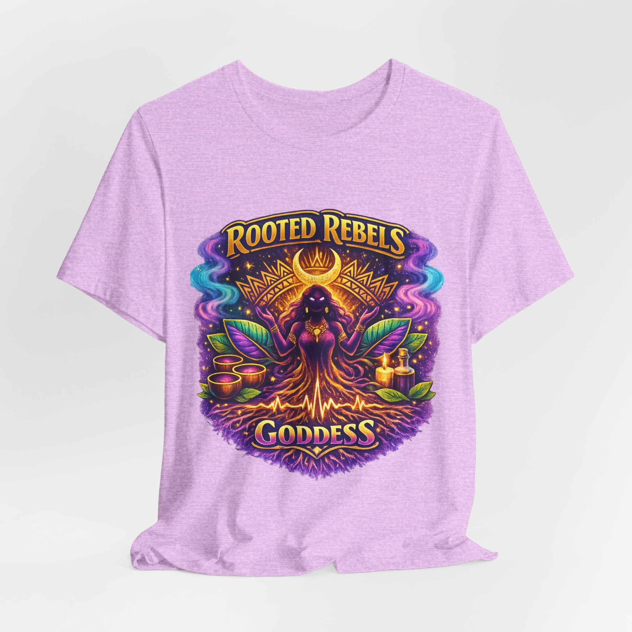 Rooted Rebels Goddess T-Shirt — Vibrant Spiritual Nature Tee