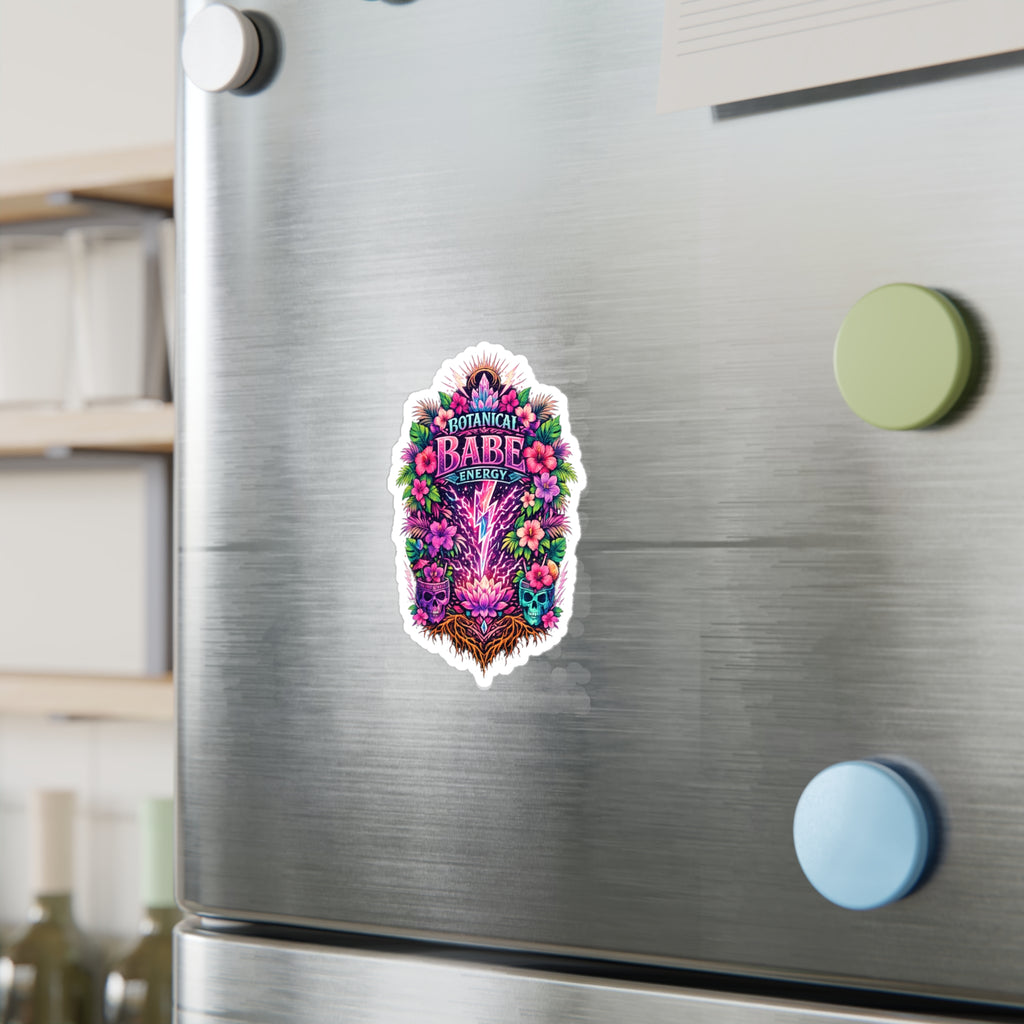 Botanical Babe Energy Vinyl Sticker — Floral Skull Kiss-Cut Decal