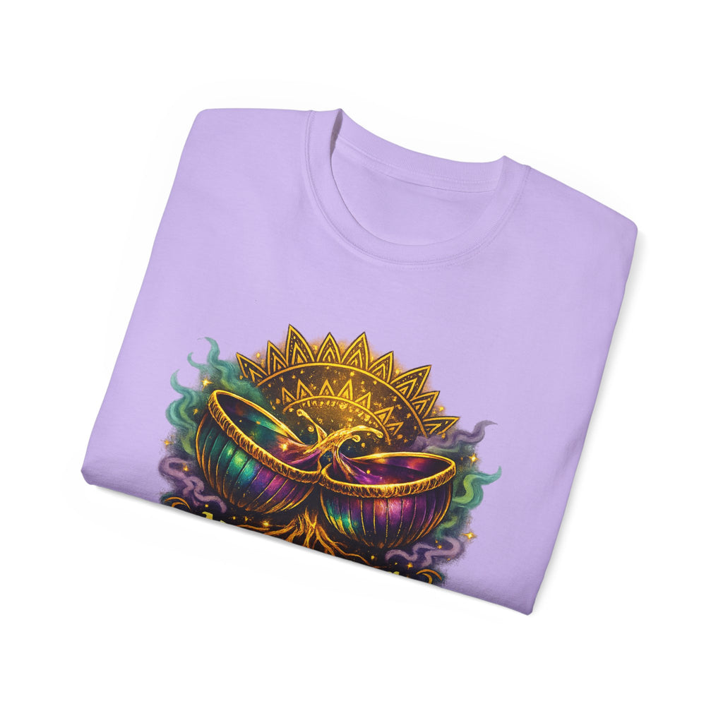 Mardi Gras Mask T-Shirt — “My Happy Hour Doesn’t Have Hangovers” Carnival Tee