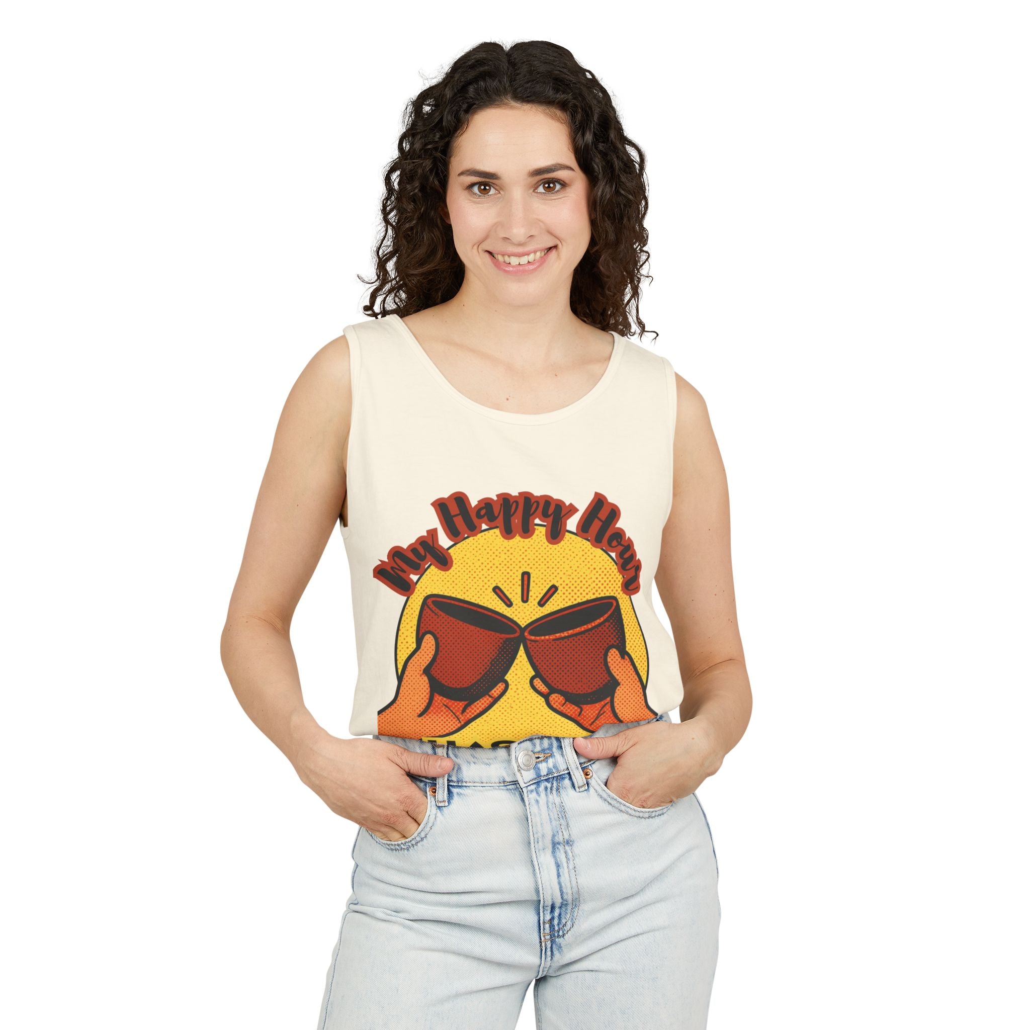 My Happy Hour Has No Hangover Tank Top | Retro Cheers Graphic Tank